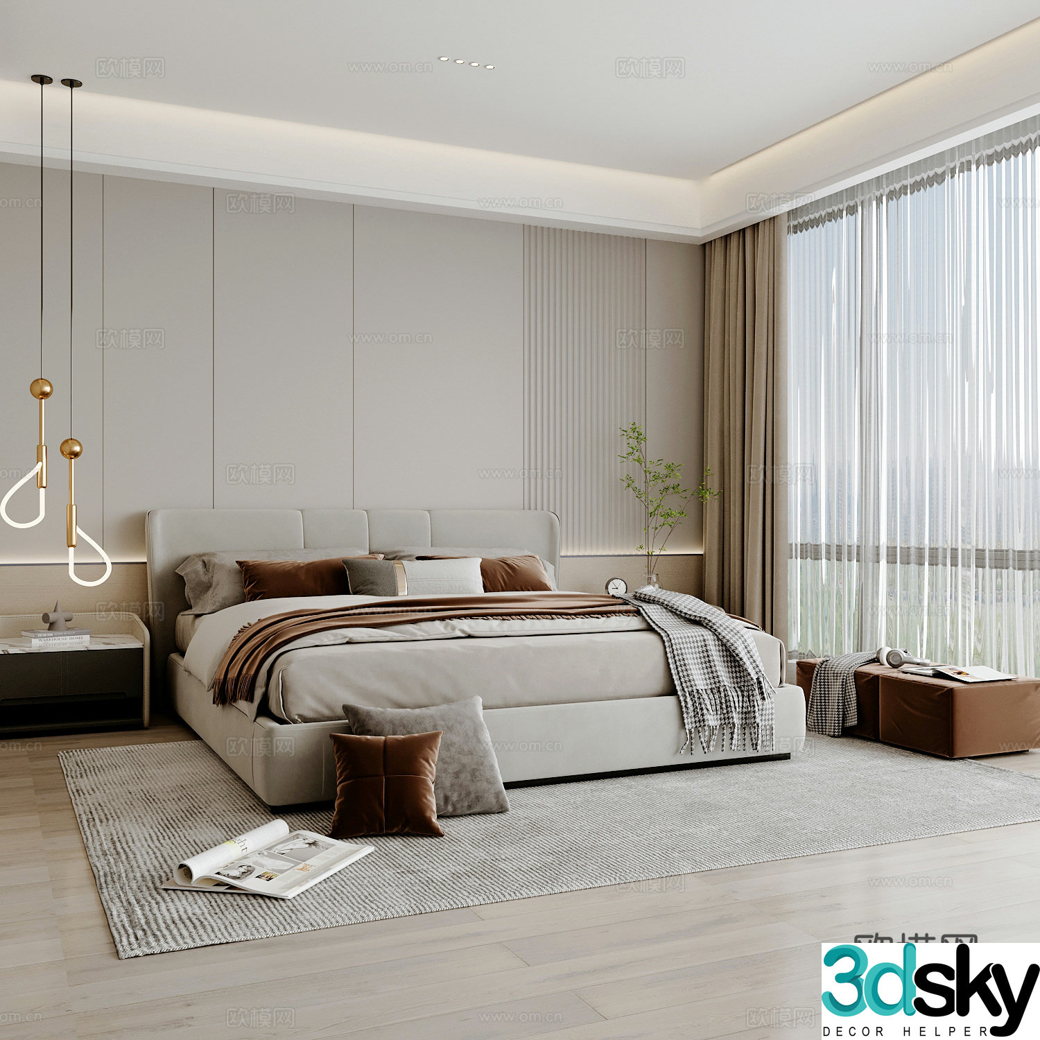 Modern home bedroom Modern bedroom Italian bedroom Simple bedroom Italian bed 3d model