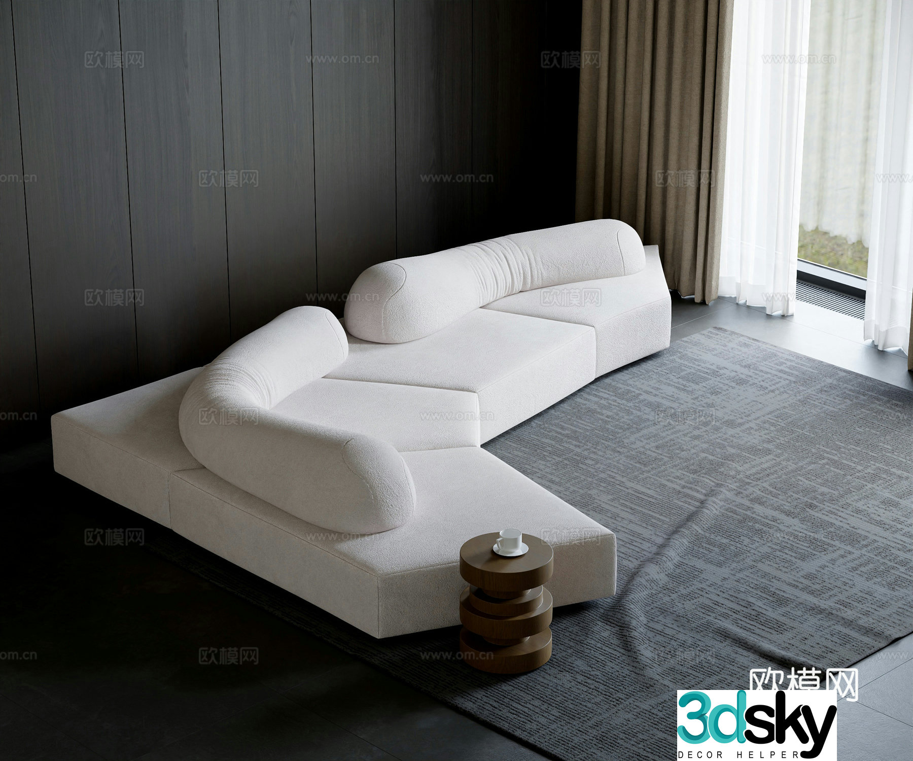 Italian lamb velvet sofa 3d model