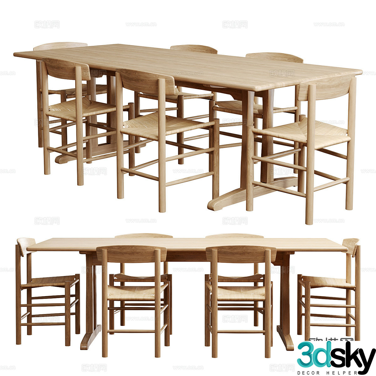Log dining table and chairs Solid wood dining table Solid wood dining chairs Negotiable table and chairs Garden dining table and chairs Outdoor dining 3D model