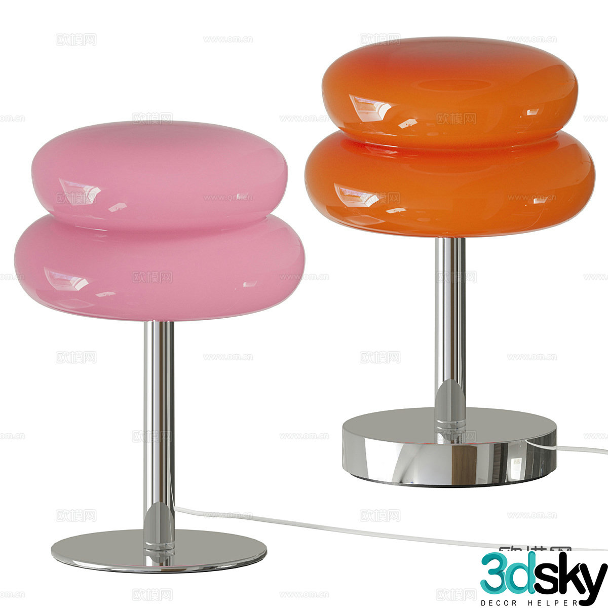 Modern glossy macaron table lamp 3d model