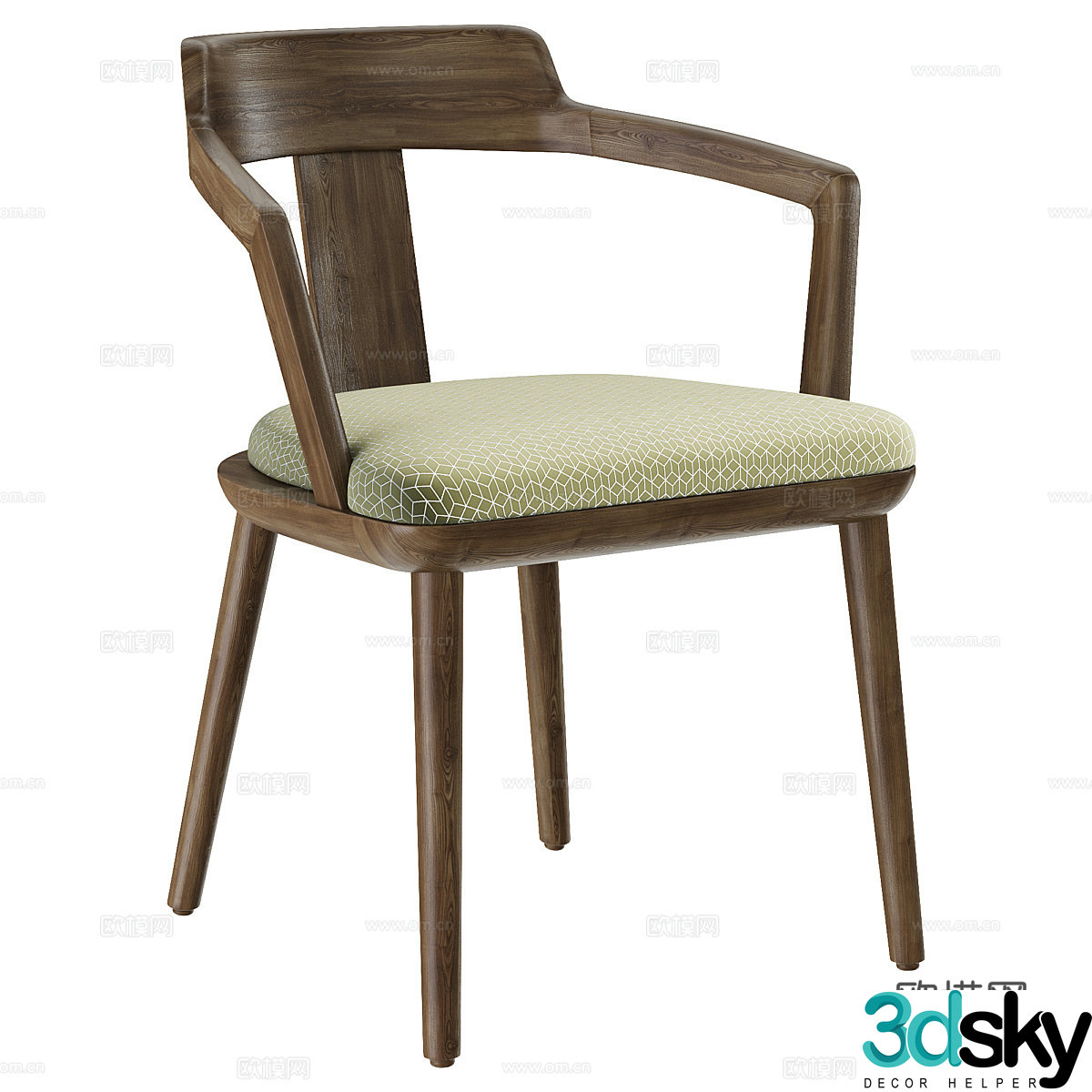 Medium-old single chair solid wood single chair solid wood leisure chair solid wood dining chair homestay single chair homestay leisure 3D model