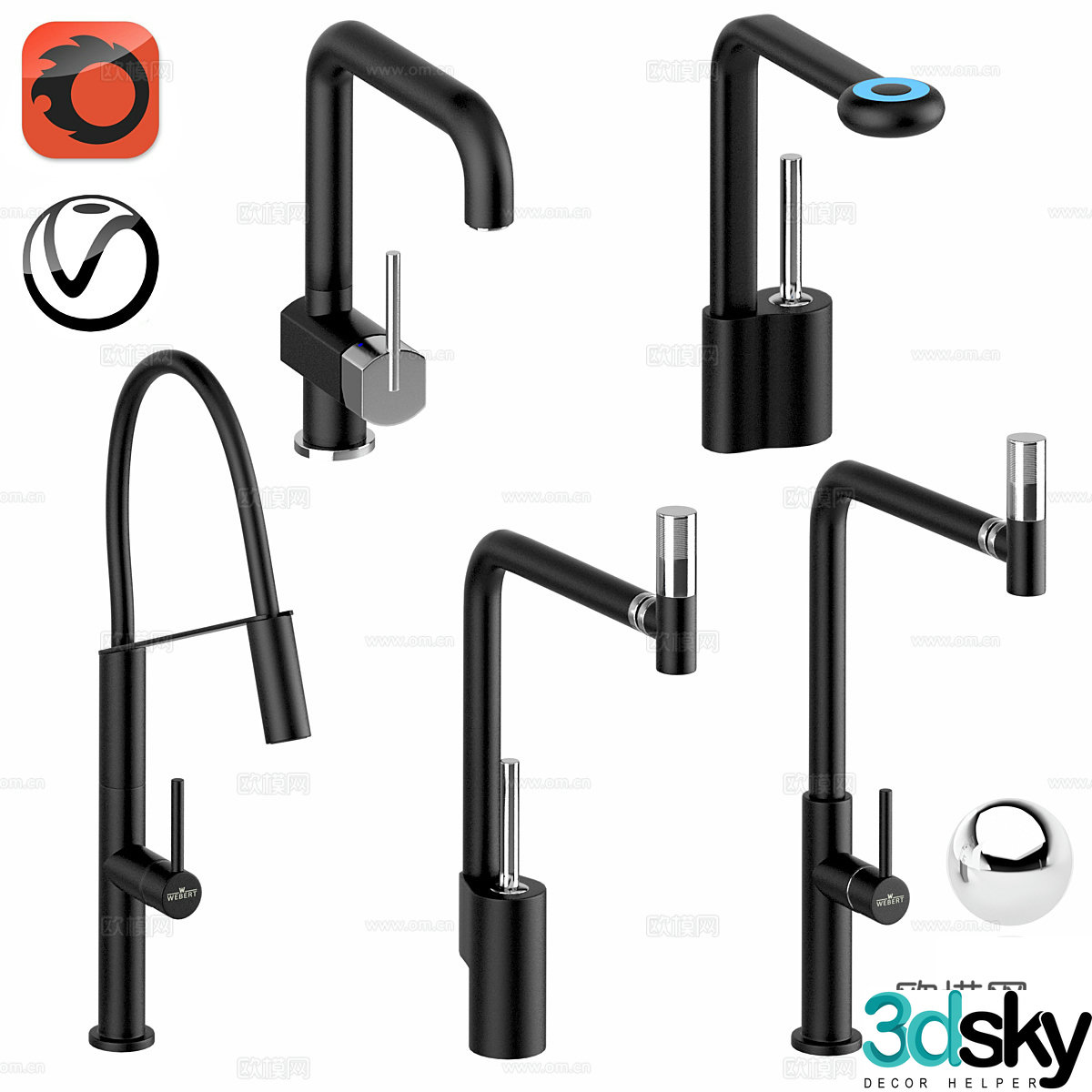 Faucet combination Bathroom faucet Kitchen faucet B&B faucet Hotel faucet 3D model