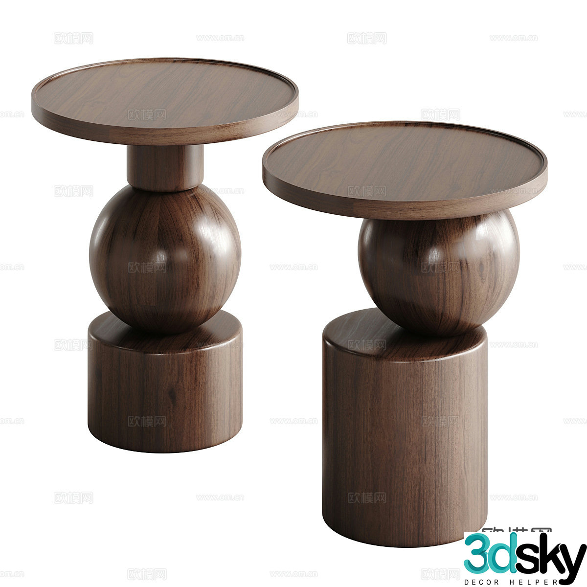 Wasabi wind side table medieval side table round side table bedside table sofa side table solid wood side table art 3D model