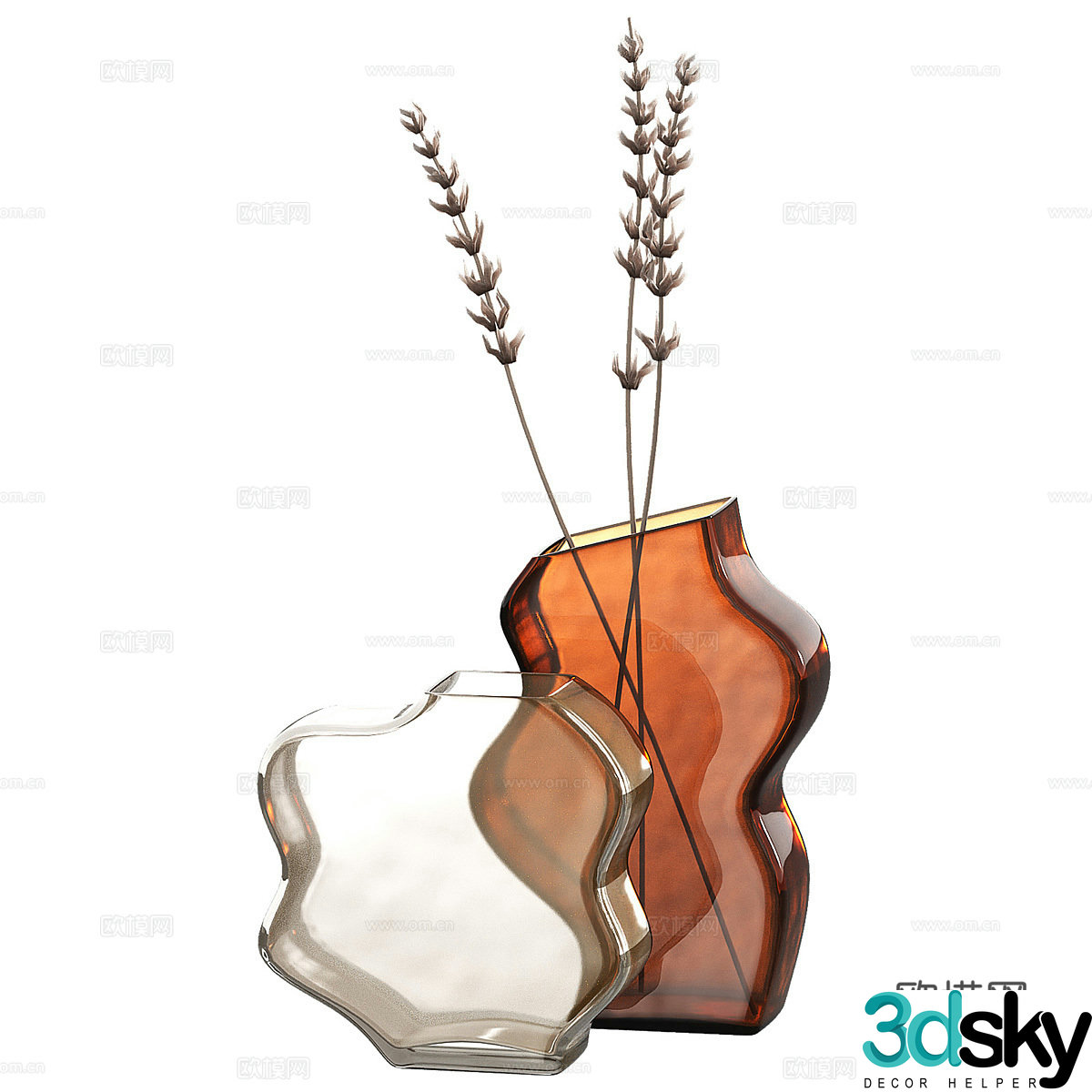 Modern decorative glass vase frosted stained glass 3d model