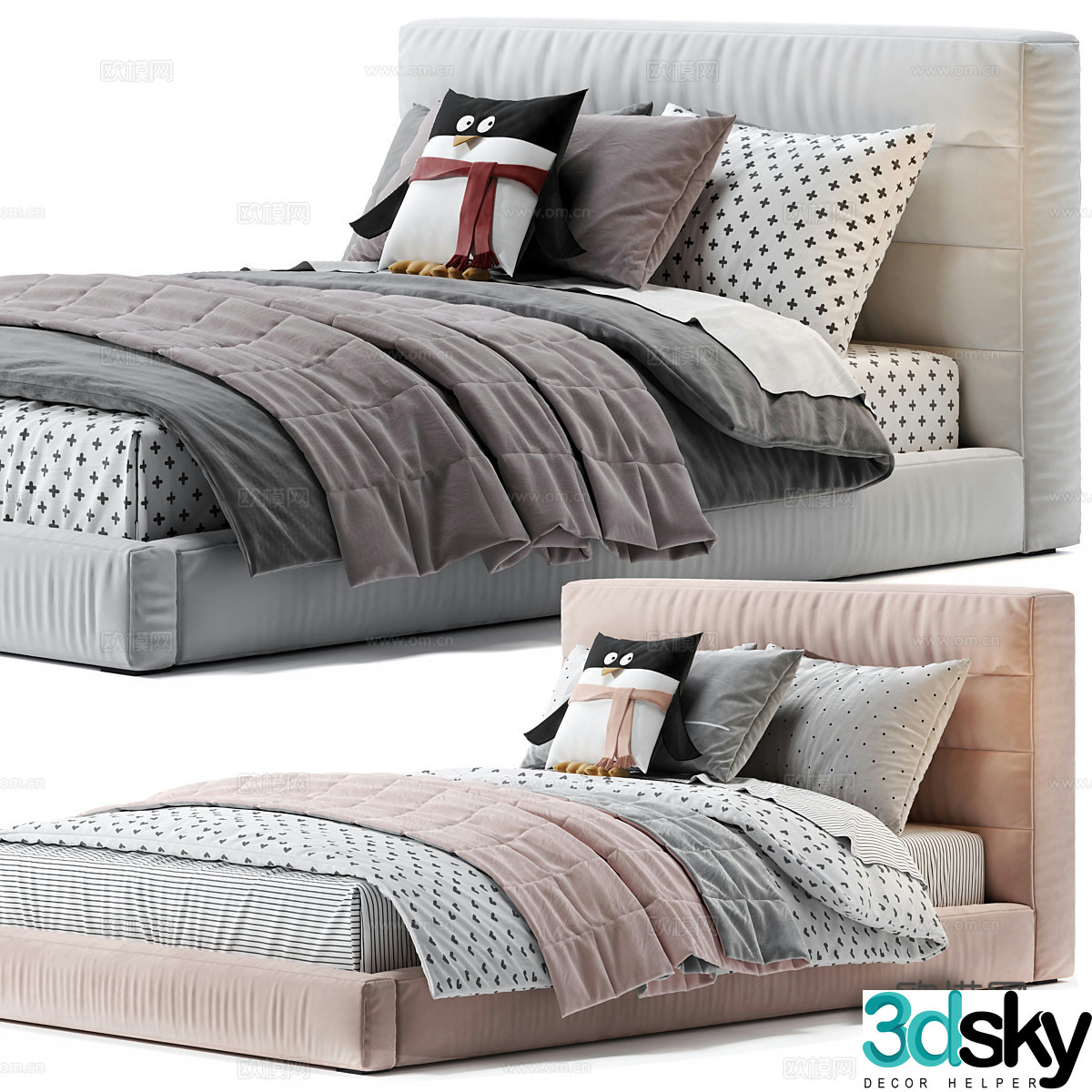 Children’s bed Single bed Fabric single bed Boy’s bed Girl’s bed Bedding pillow 3D model