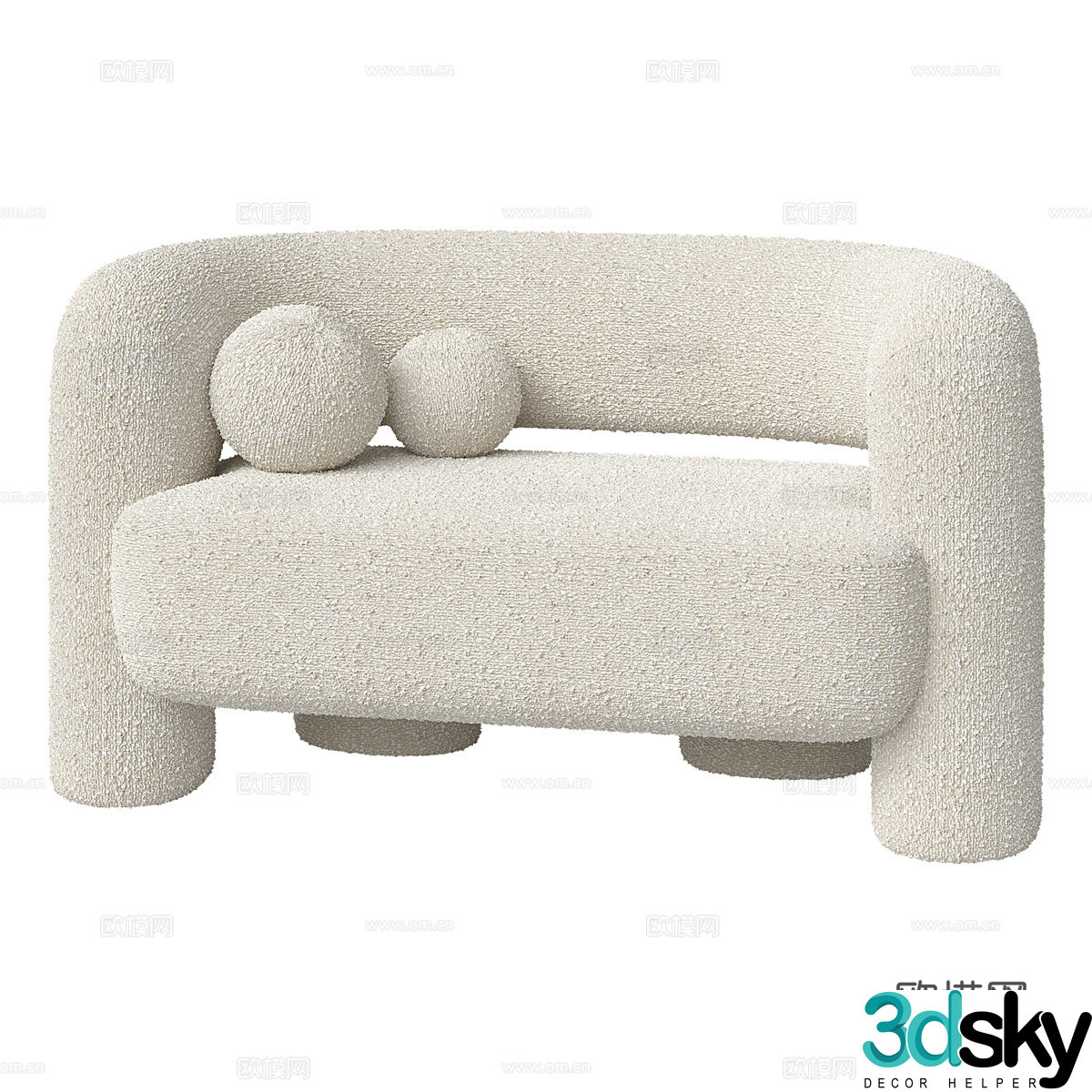 Modern simple double sofa Double sofa Simple sofa Living room sofa 3D model