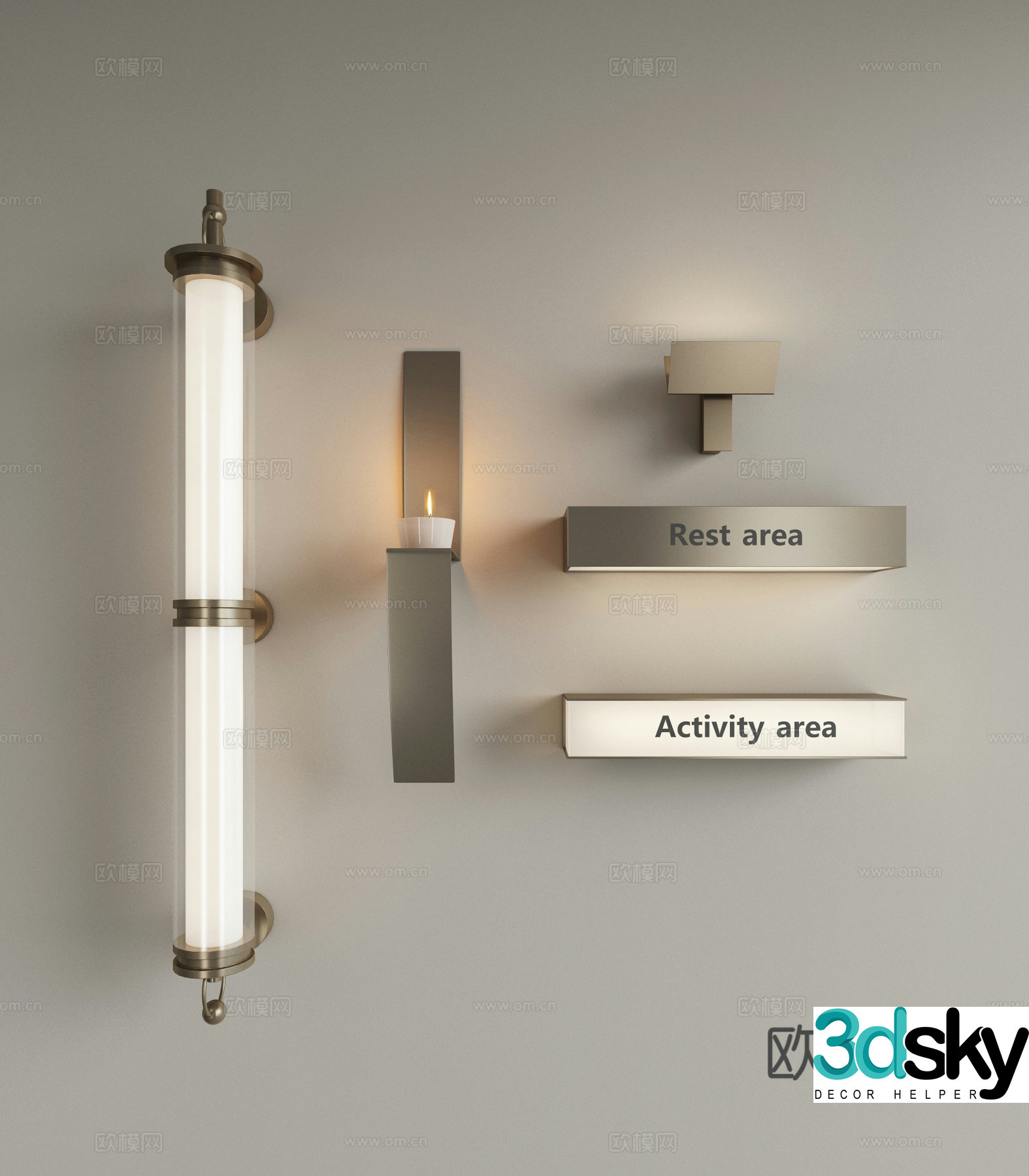 Modern metal wall lamp Light luxury wall lamp Long strip wall lamp Mirror front lamp Bedside wall lamp Working wall lamp 3D model