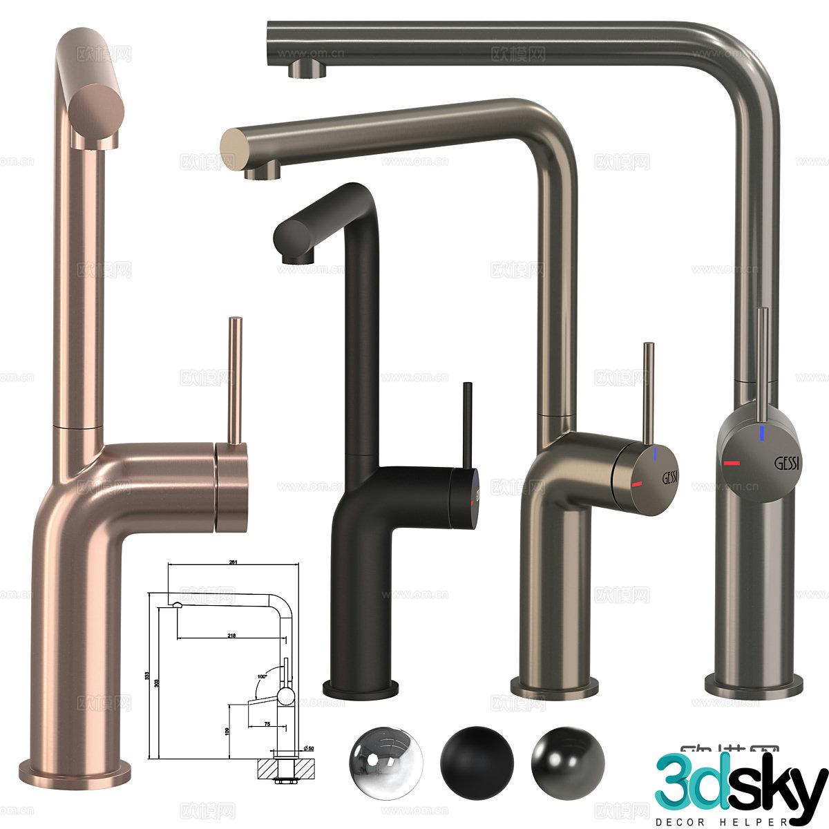 Faucet combination Simple faucet Hotel faucet Kitchen faucet B&B faucet 3D model