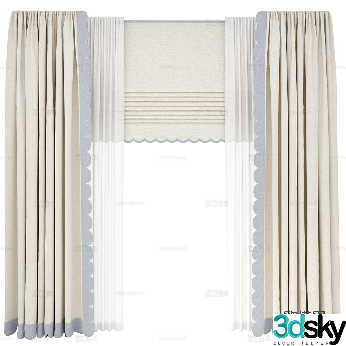 Children’s room curtains fabric curtains cream curtains cloth curtains gauze curtains door curtains shower curtains pull 3D model