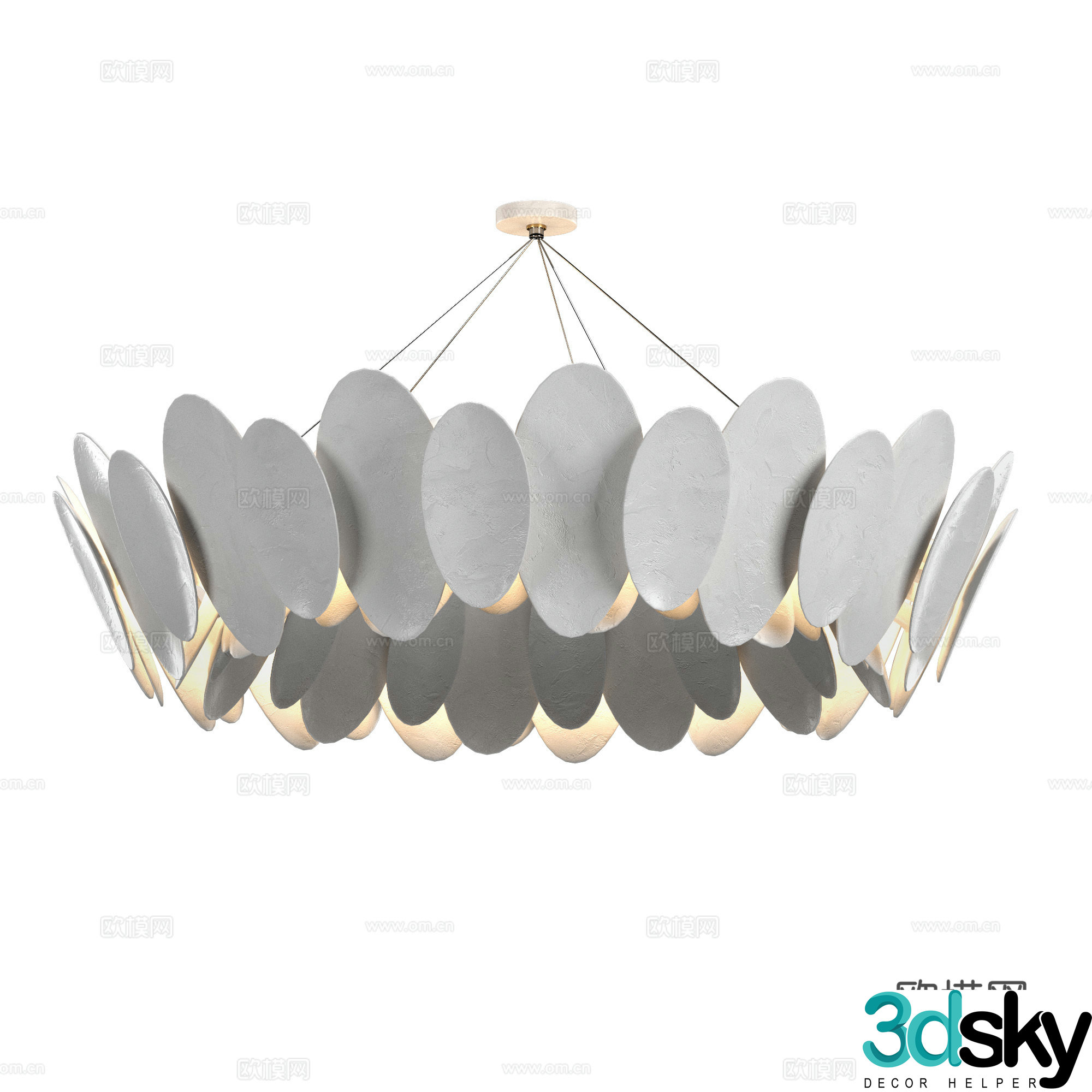 New Chinese style wali chandelier 3D model