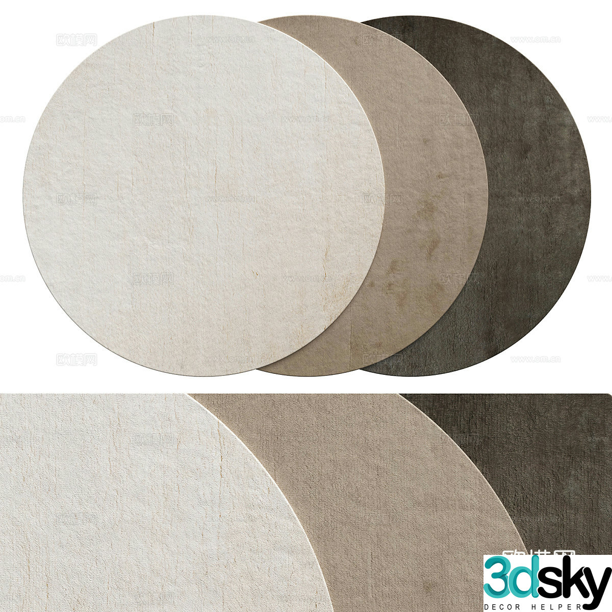 New Chinese round fabric carpet 3D model