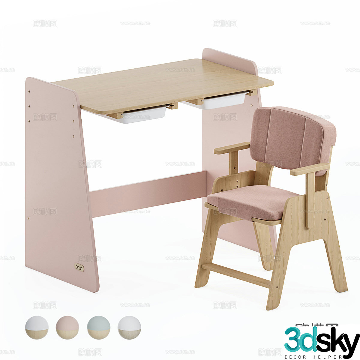 New Chinese children’s desk and chair 3D model