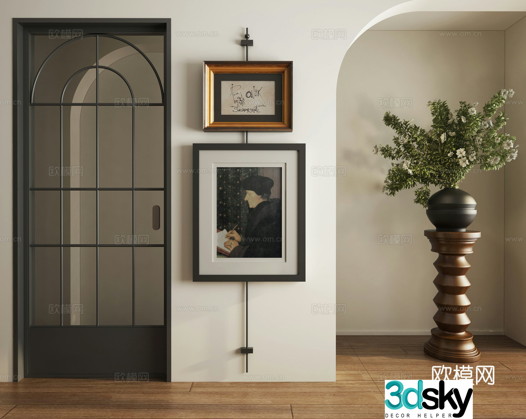 Retro three-dimensional wall decoration painting 3d model