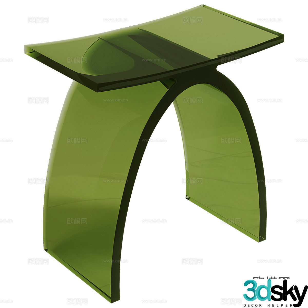 Modern simple stool low stool simple stool glass stool plastic stool 3D model