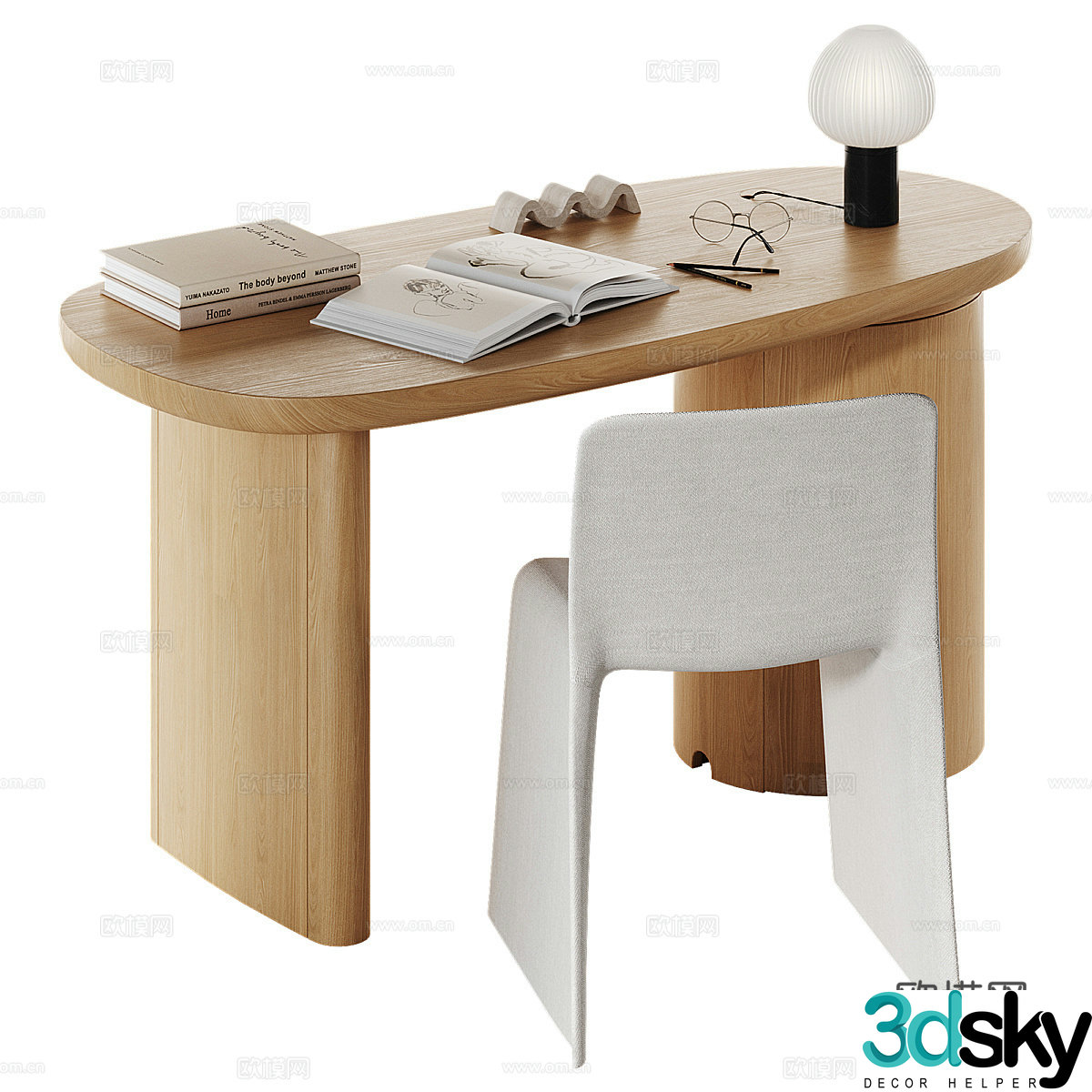 New Chinese Baarlo desk and chair 3D model