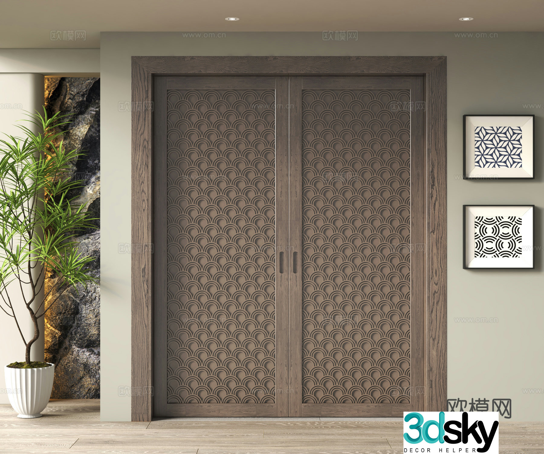 Chinese sliding door 3D model