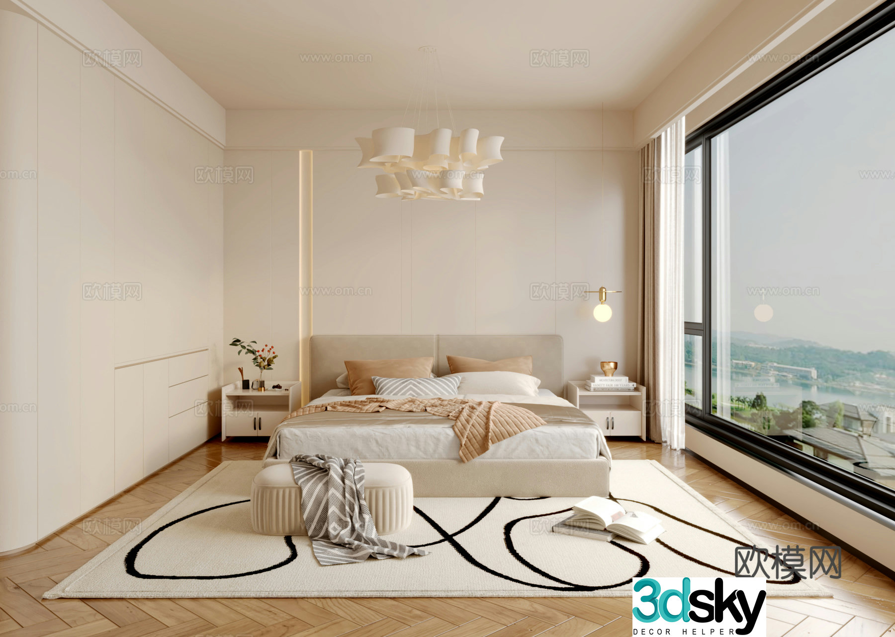 Modern creamy style children’s room 3d model