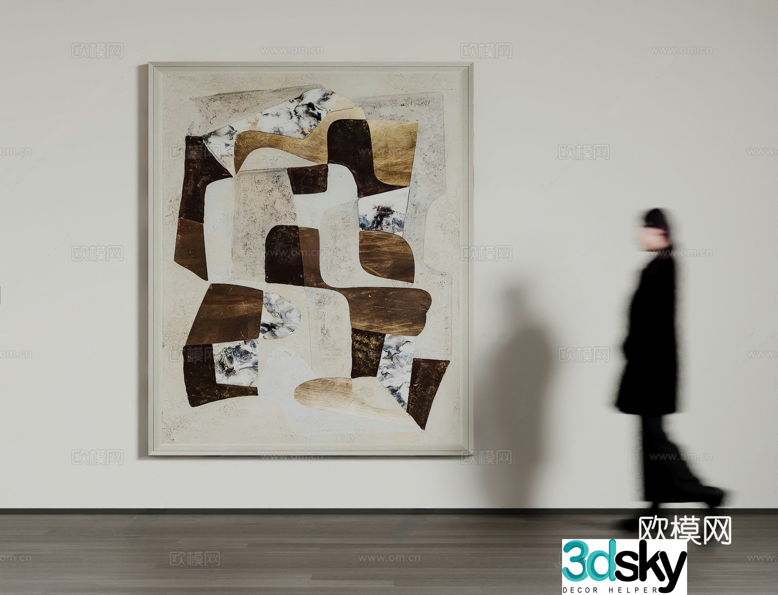 Modern art hanging painting oil painting photo frame woman 3d model