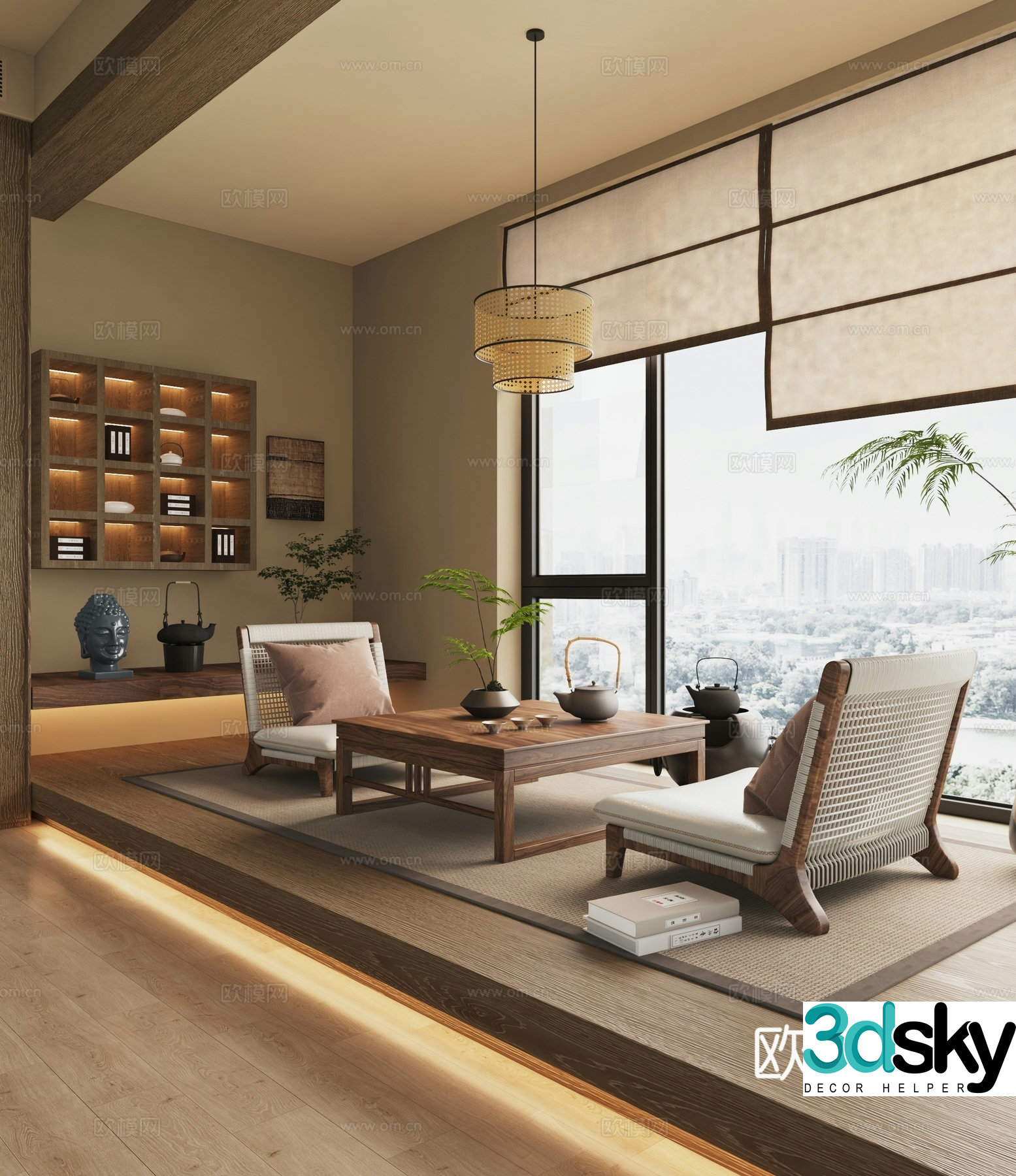 New Chinese-style tea room Tatami tea room Balcony tea room Chinese-style tea room 3D model