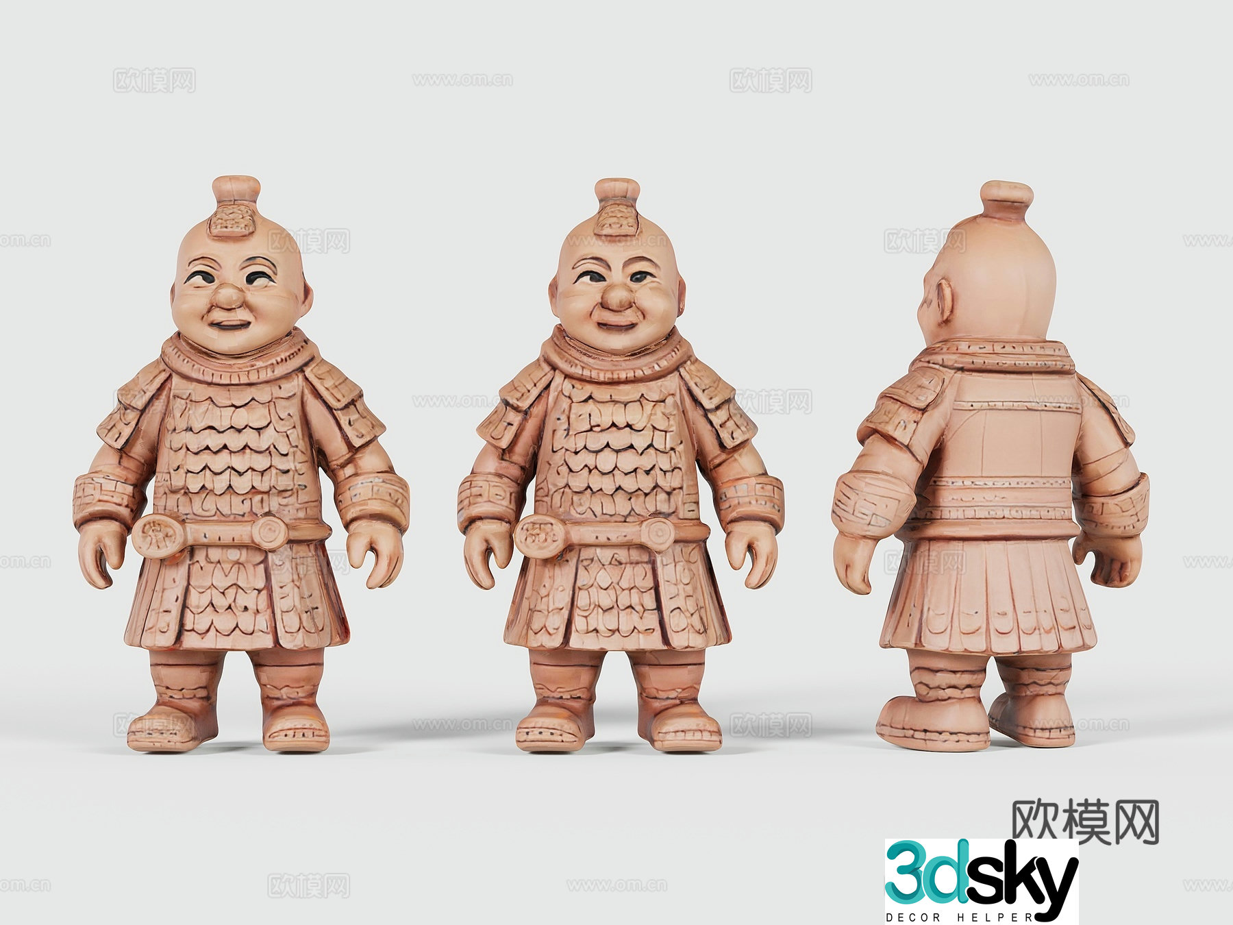 Q version Terracotta Warriors toy ornaments 3D model