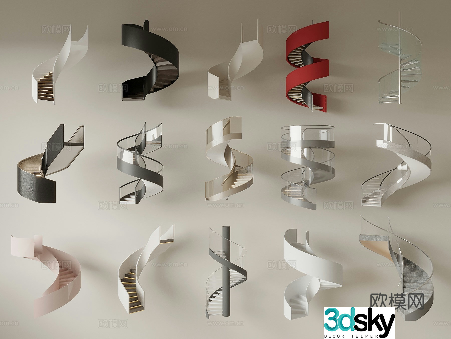 Modern spiral staircase 3d model