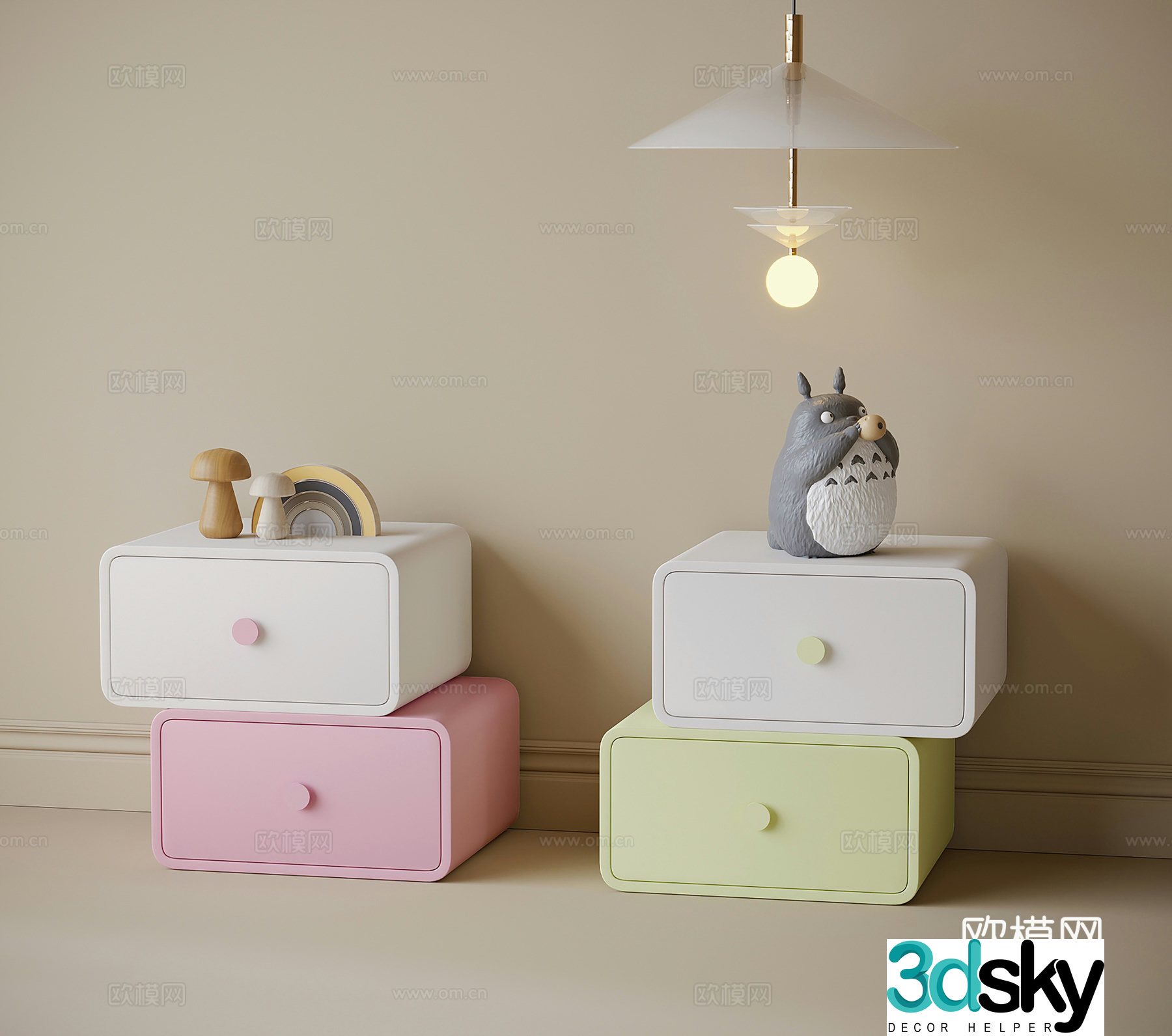 Modern children’s bedside table 3d model