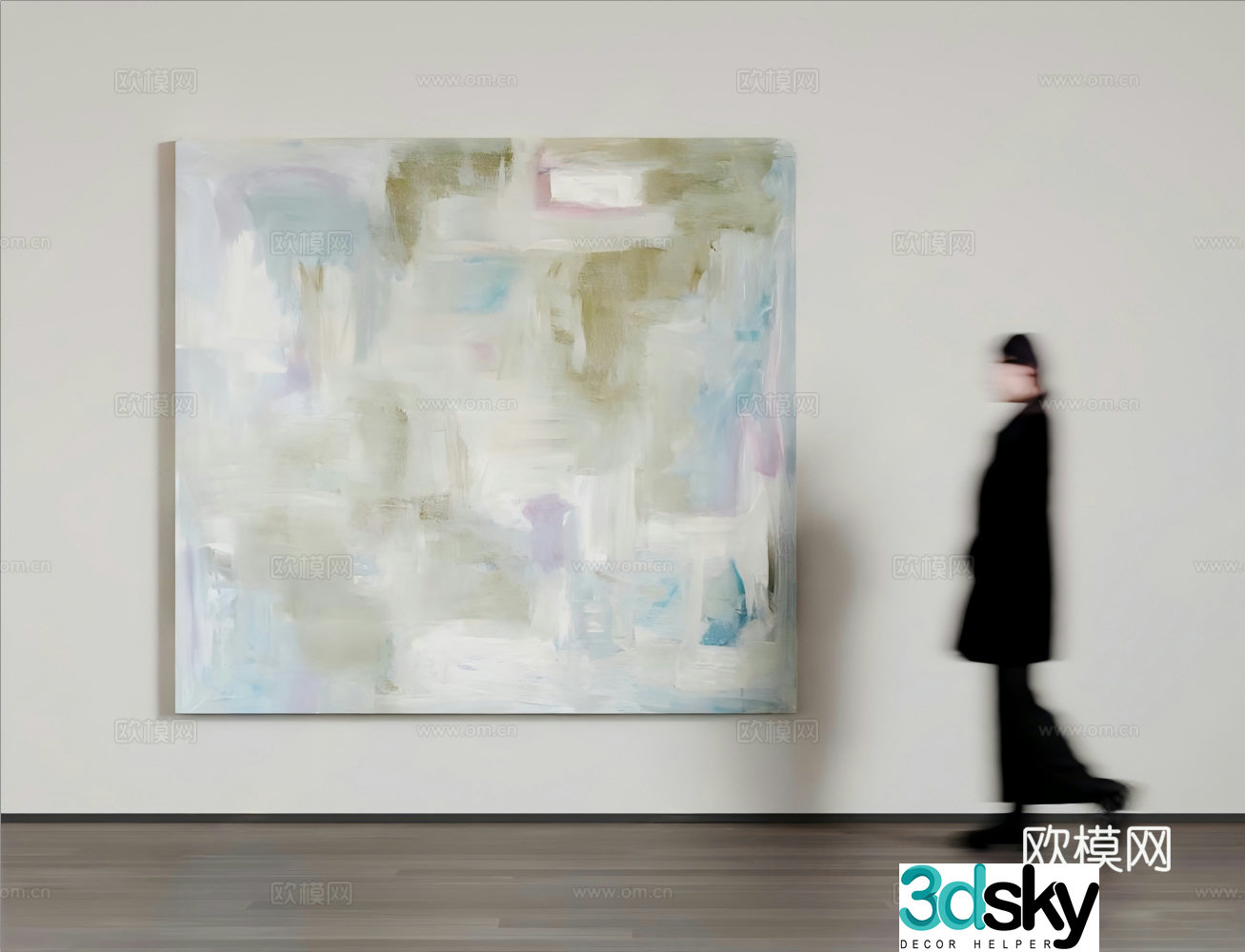 Modern art hanging painting oil painting photo frame woman 3d model