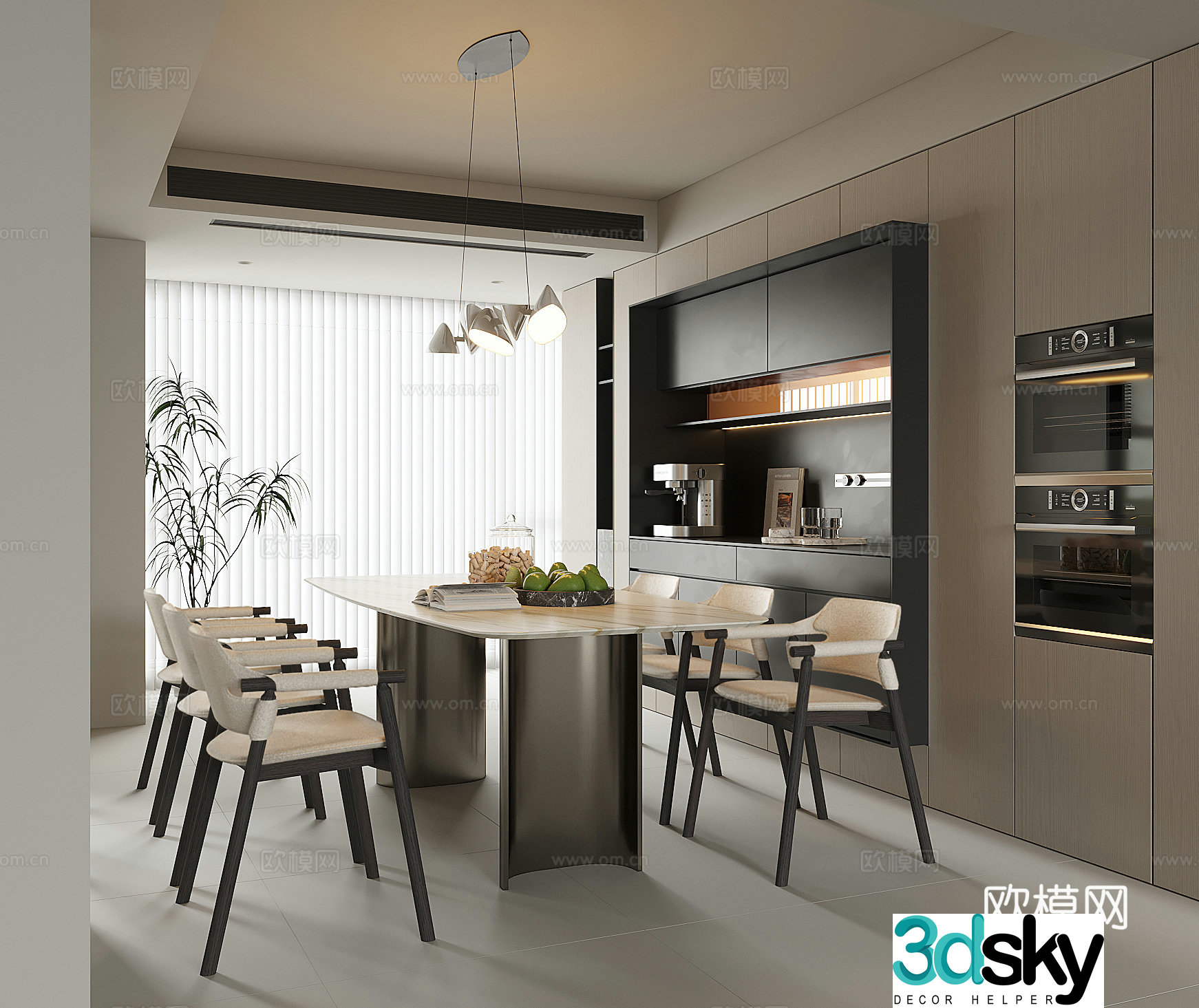 Modern home restaurant 3d model