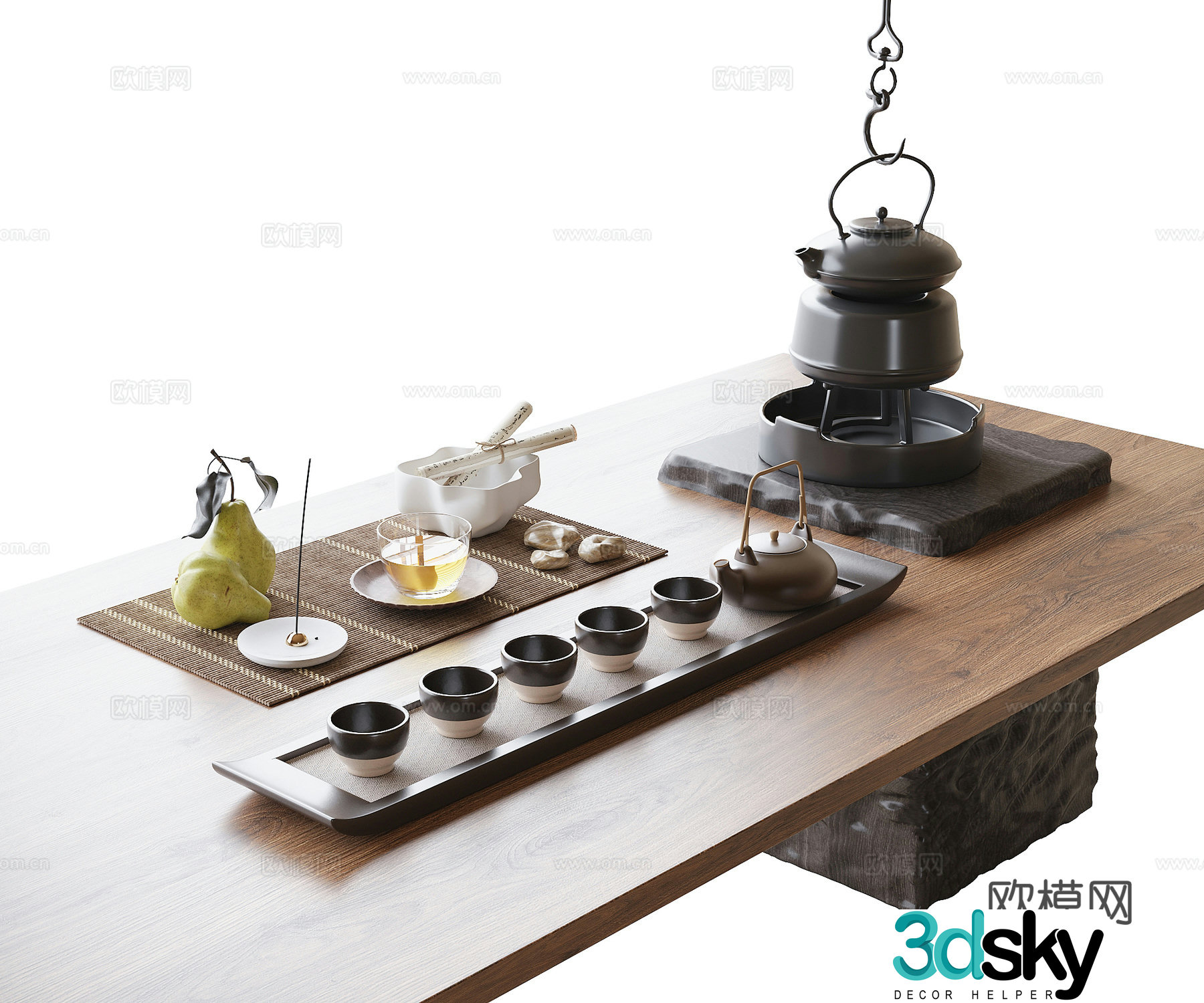Modern tea set ornaments 3d model