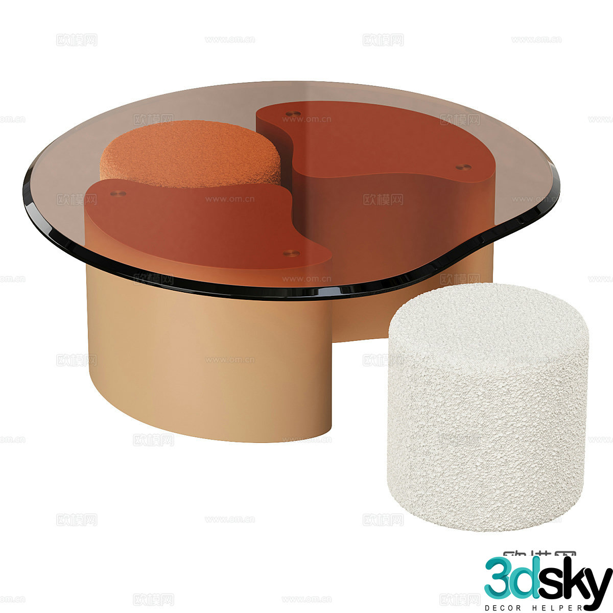 Modern Italian Poglio glass coffee table 3d model