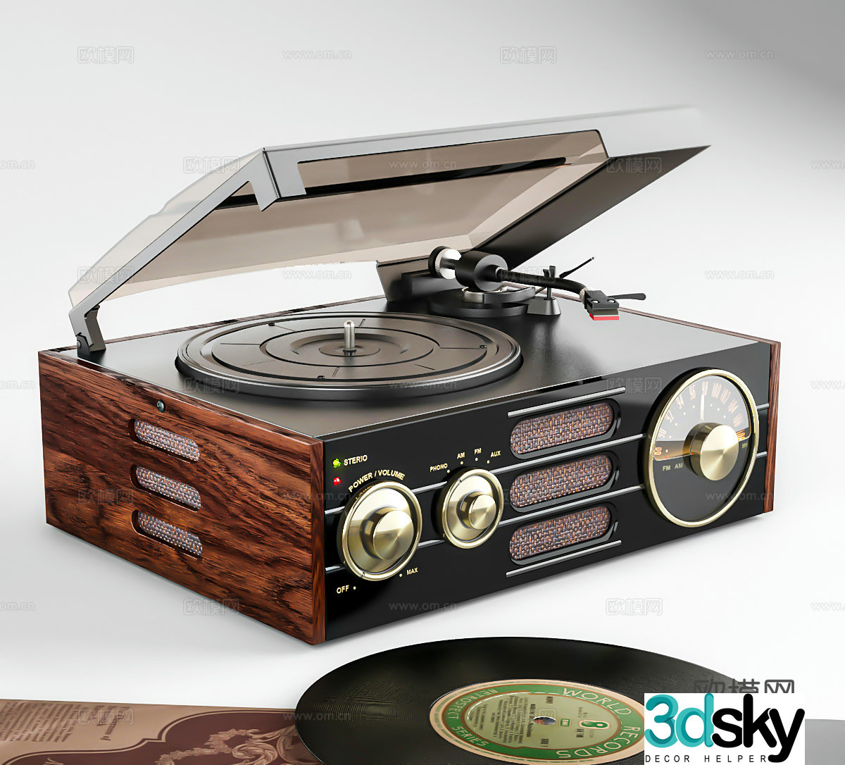 Gramophone Vinyl Gramophone Vintage Recorder Radio Retro Radio 3D Model