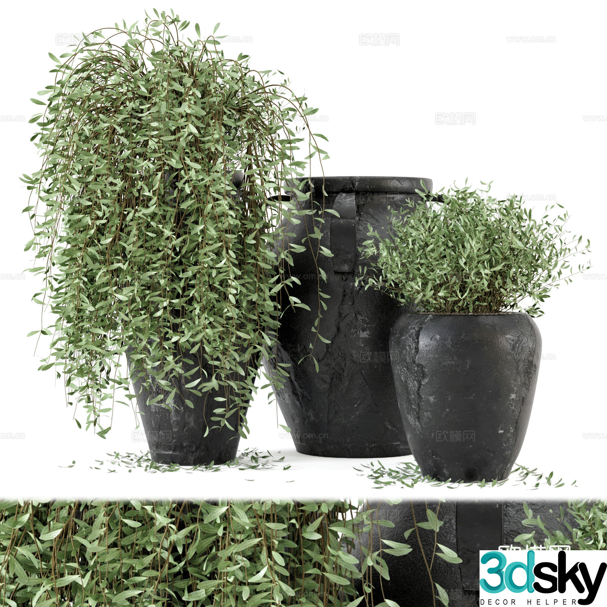 New Chinese outdoor pot potted 3D model