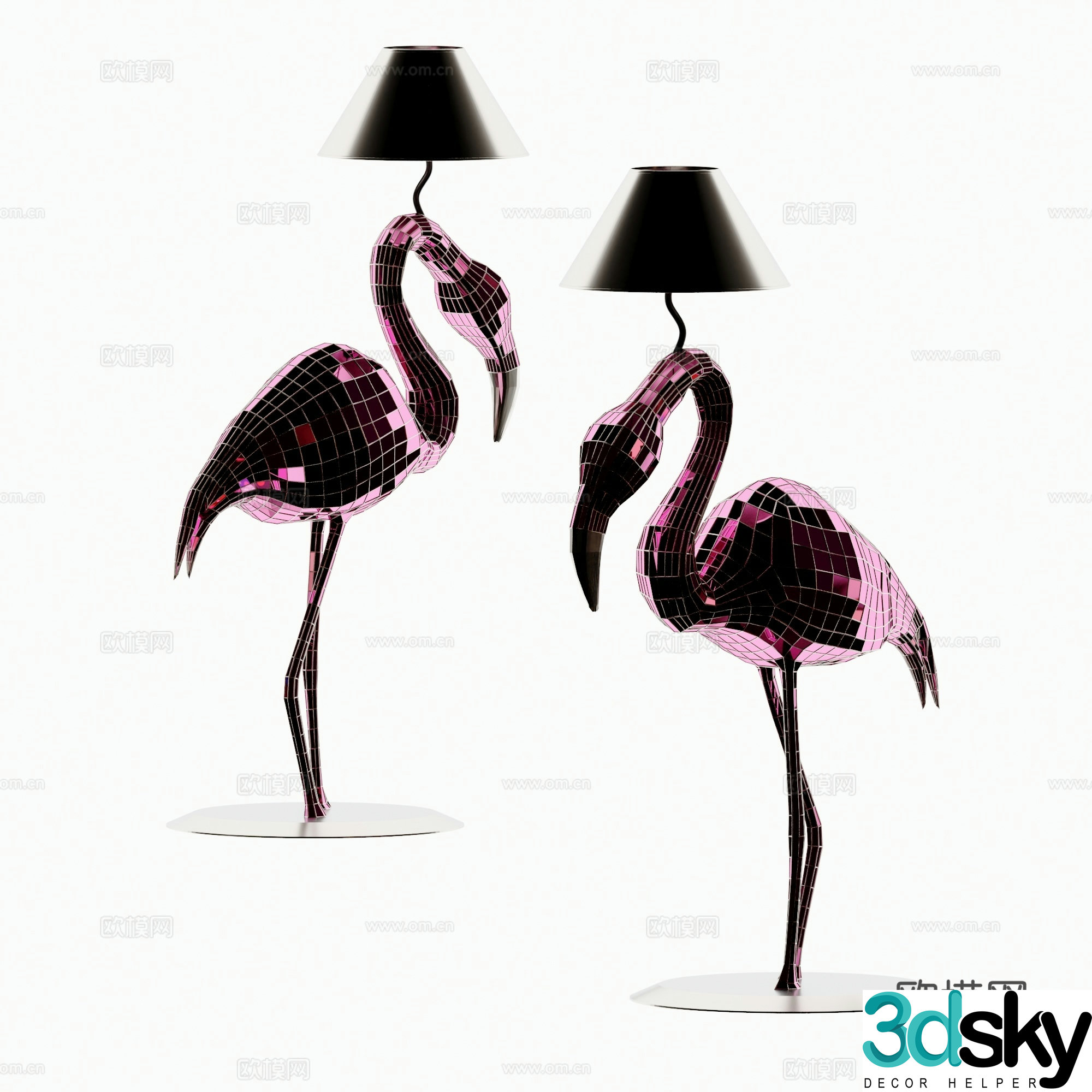 Modern metal flamingo floor lamp 3d model