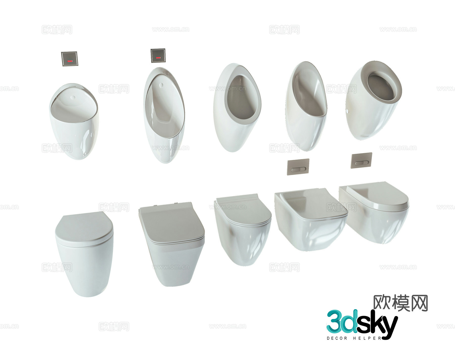 Modern toilet urination 3d model