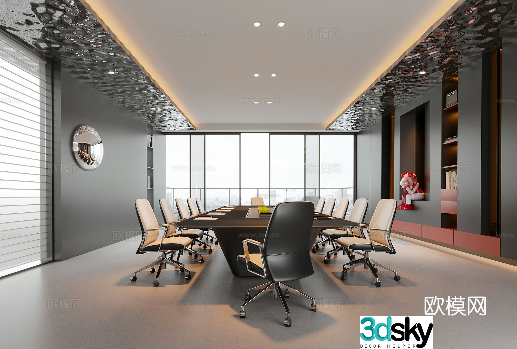 Modern conference room conference table and chair office chair 3d model