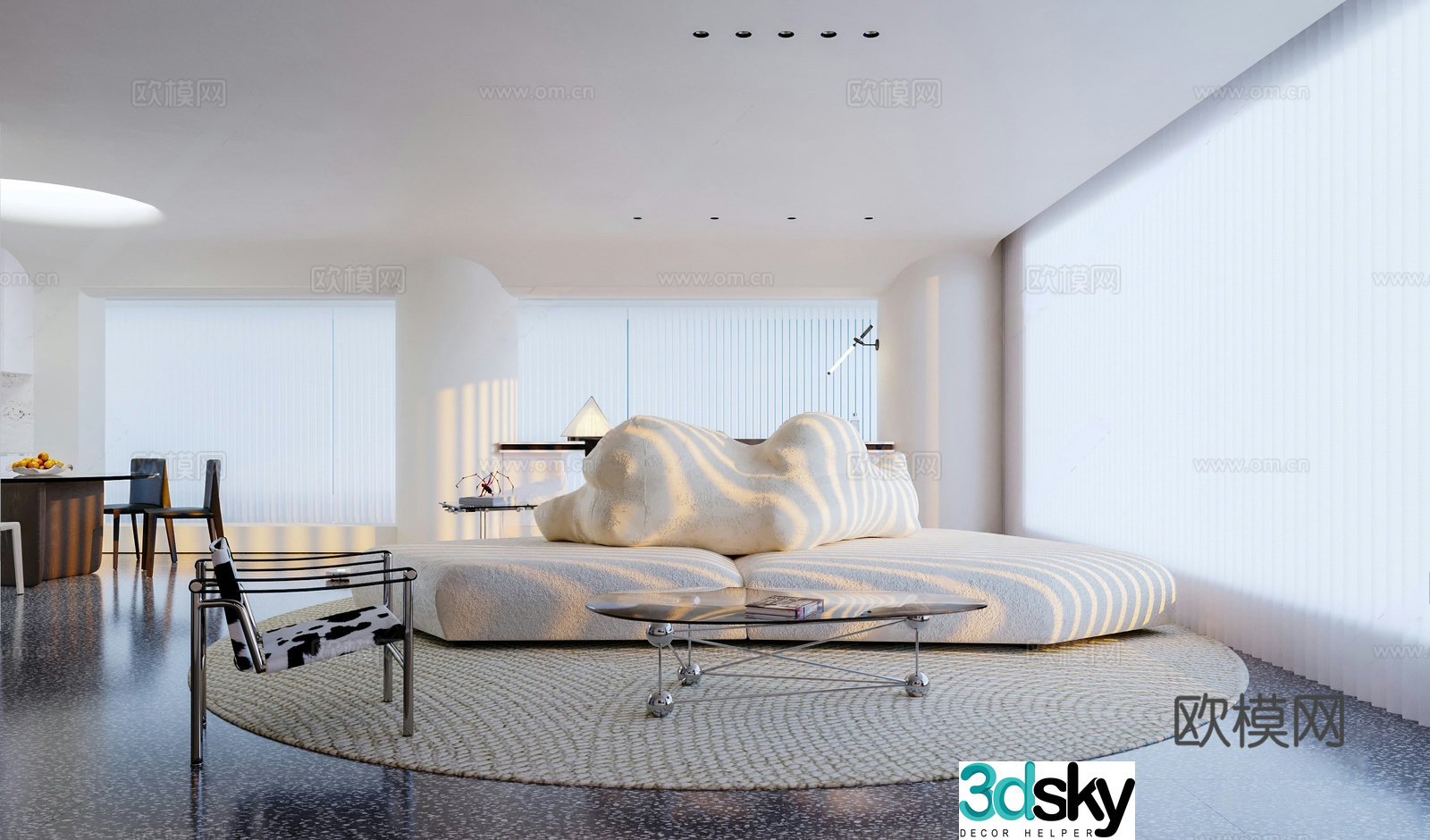 Minimalist modern home living room sofa and coffee table combination iron sofa dining table and chair combination home entrance 3D model