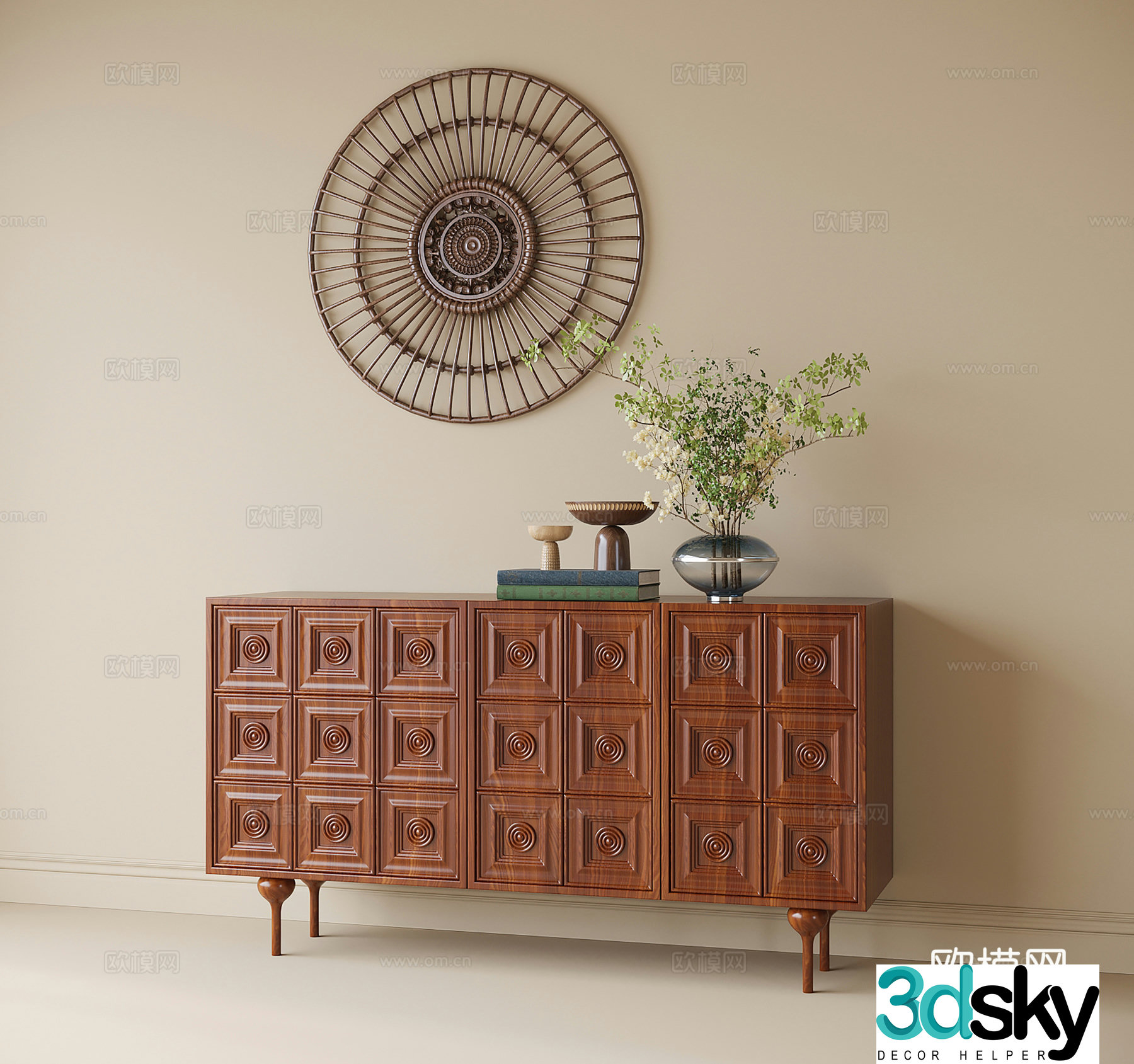 Modern porch cabinet decorative cabinet side cabinet wall decoration 3D model