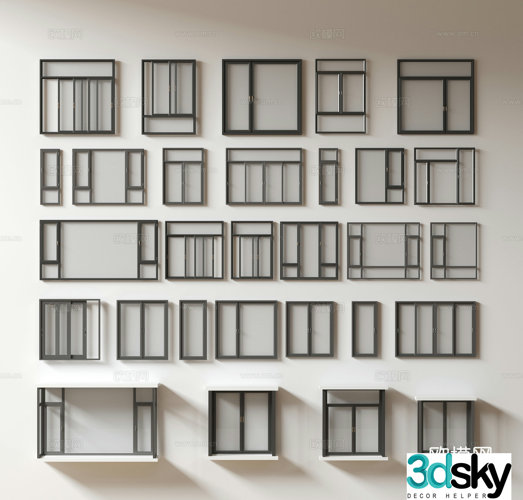 Modern window combination window glass window floor-to-ceiling window balcony window bay window bedroom window sliding window 3D model