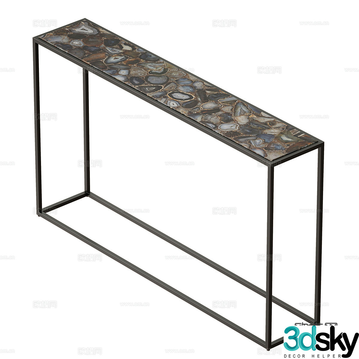 Modern Italian light luxury agate metal frame entrance table 3D model