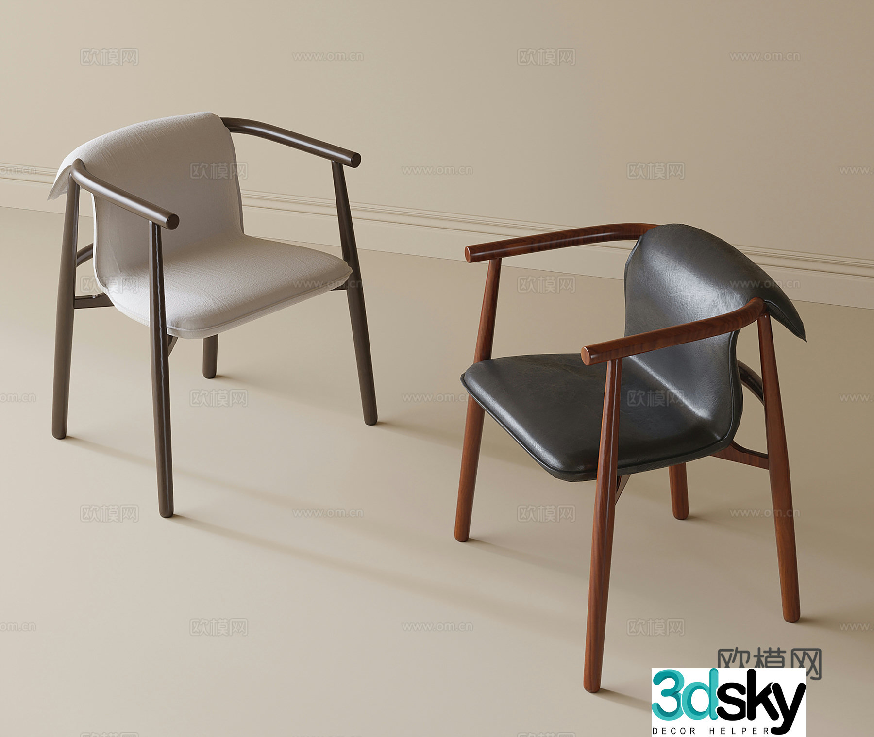 Modern single chair dining chair book chair tea chair 3d model