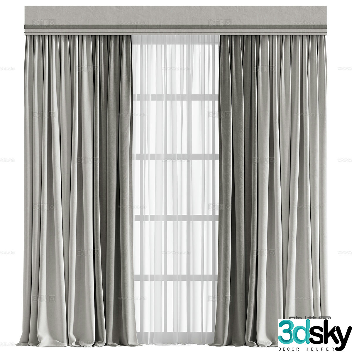 New Chinese style fabric curtain 3D model