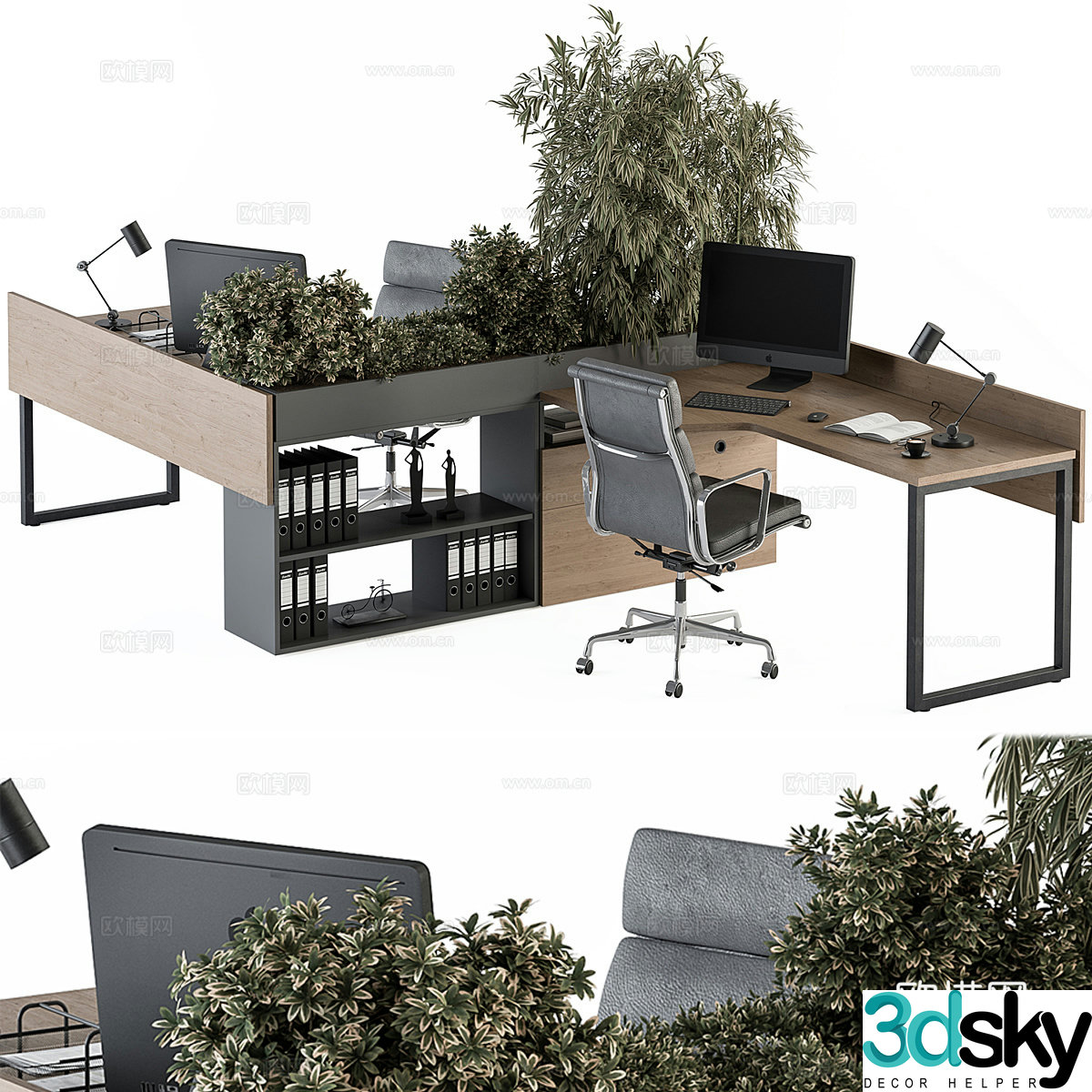 Office desk and chair combination 3D model