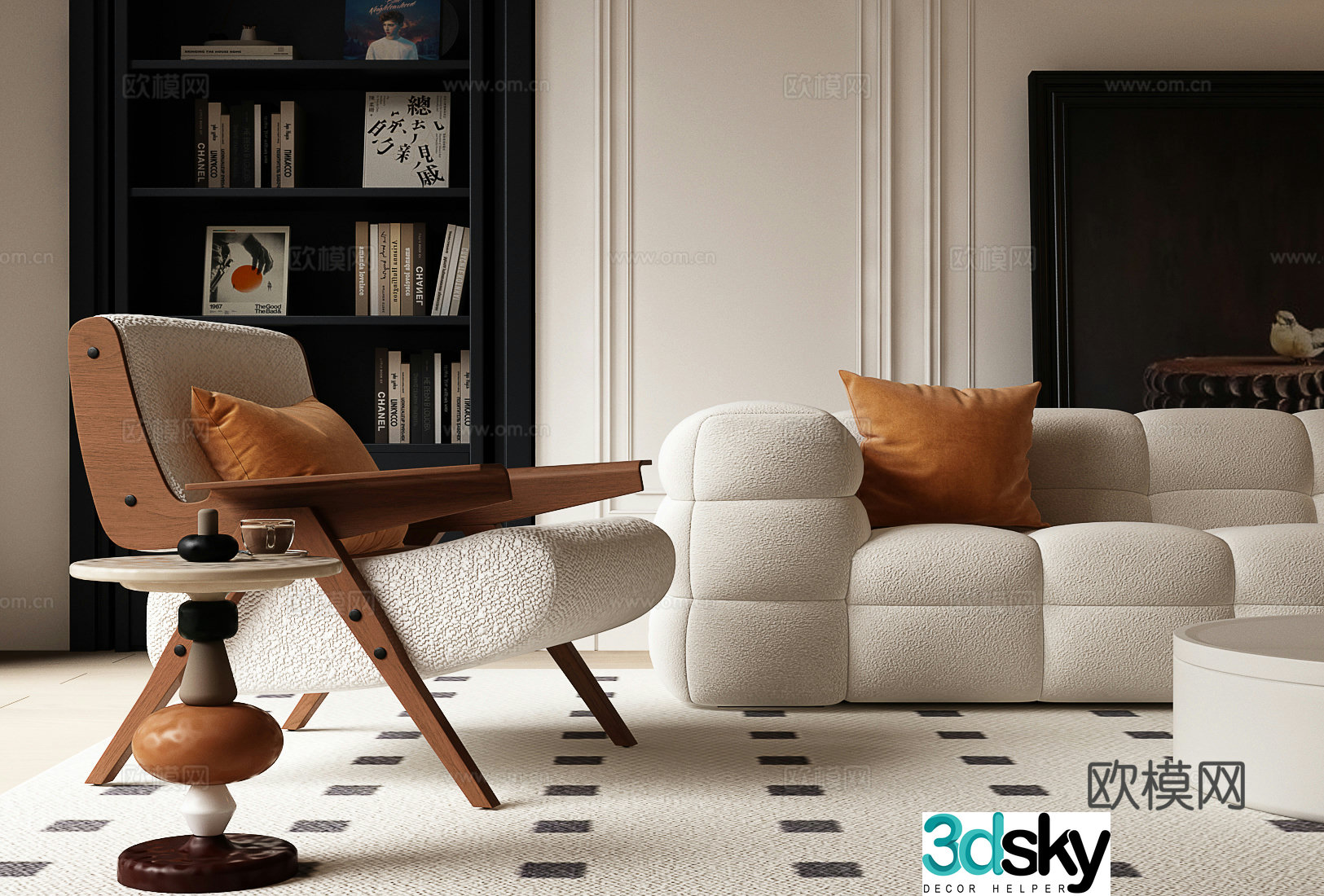 Modern French casual chair French cream sofa Modern French sofa 3d model