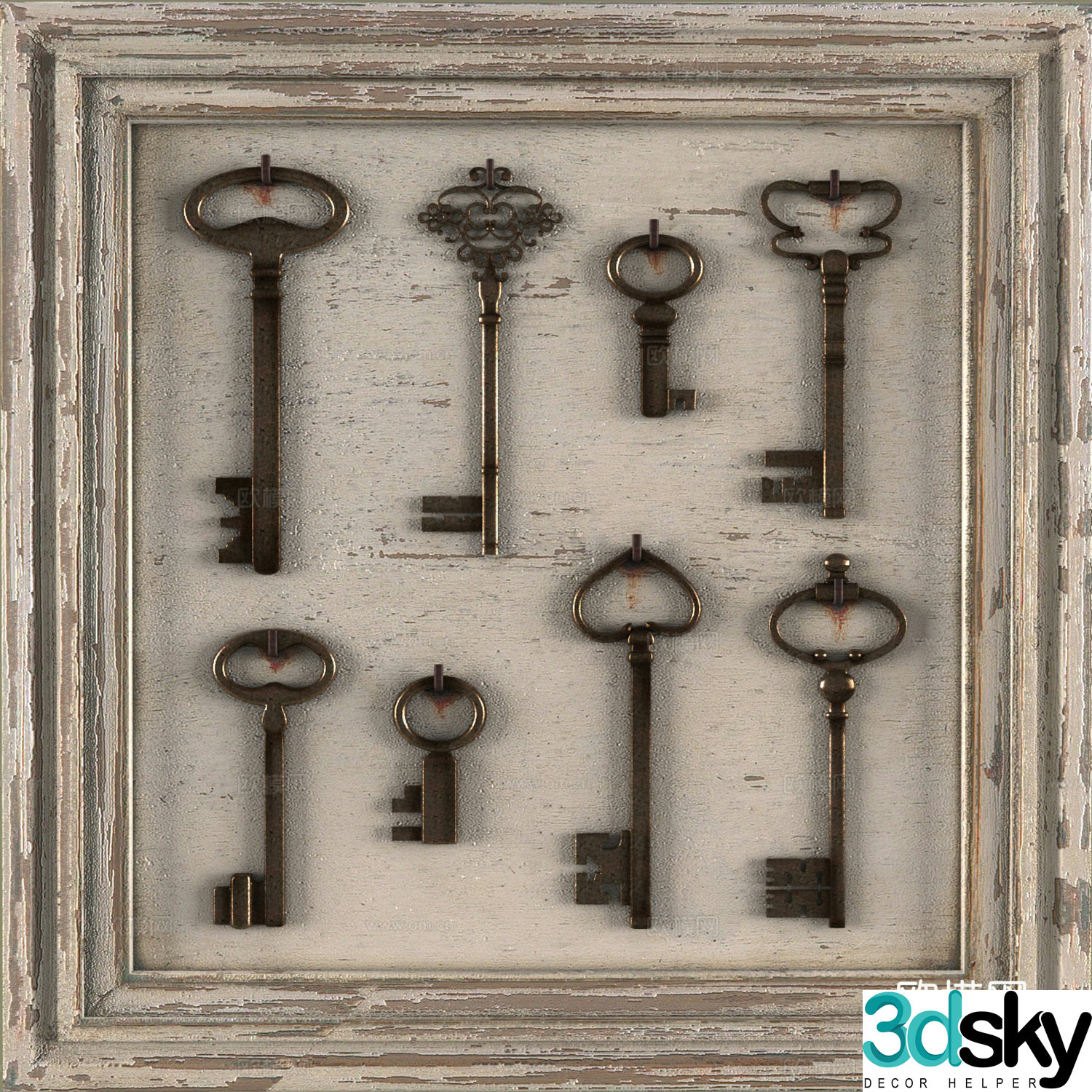 American retro key pendant 3d model