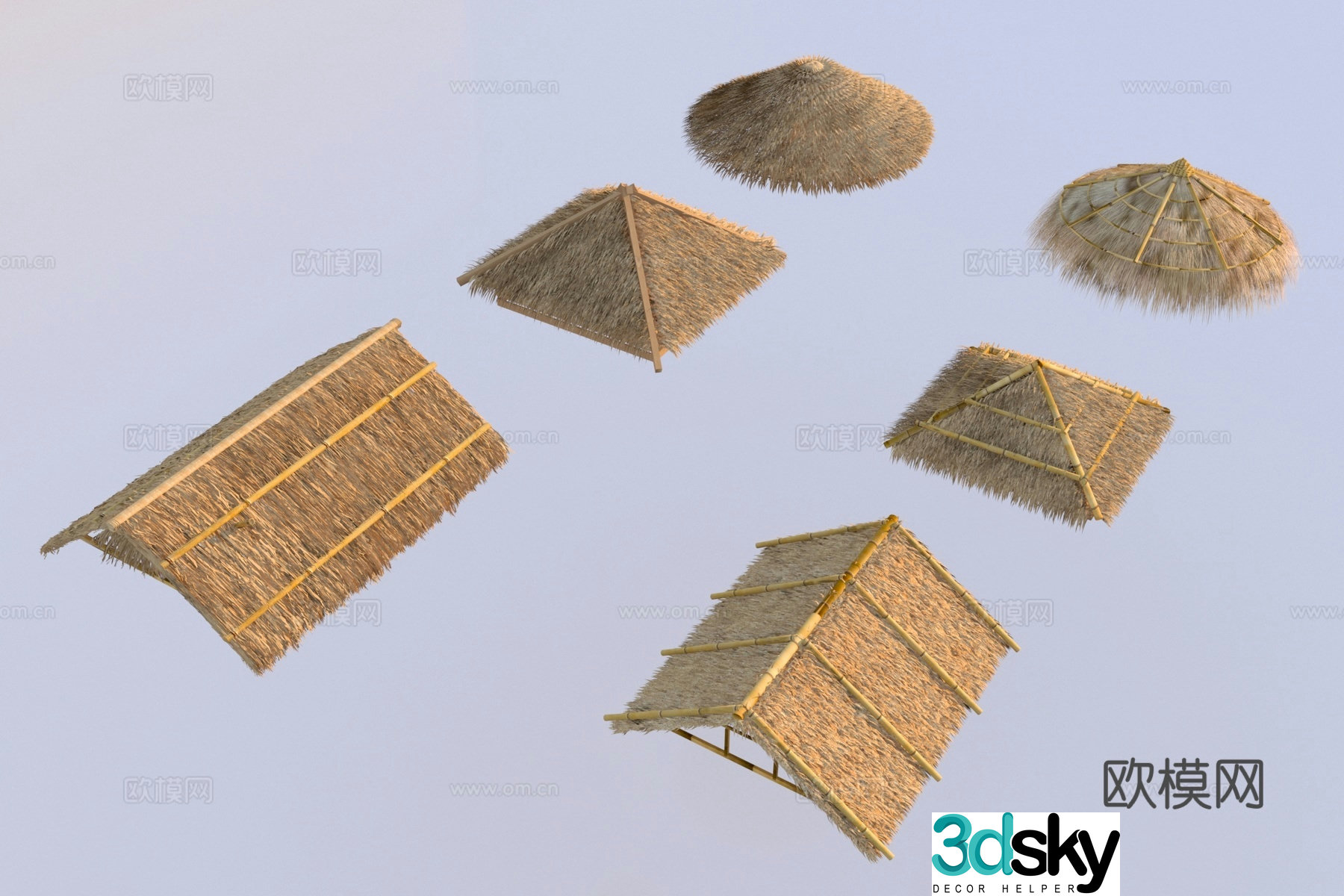 Modern thatched roof eaves 3d model