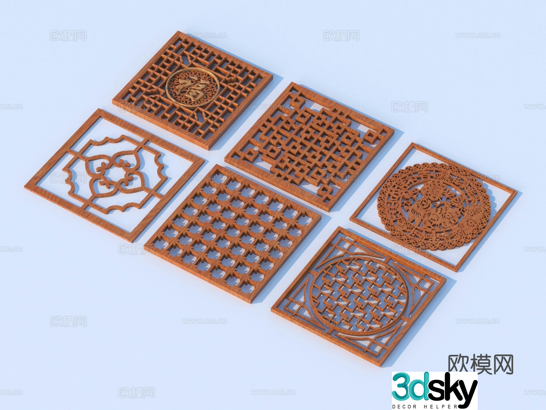 Carving window Grating window Hollow window Relief Wood carving 3D model