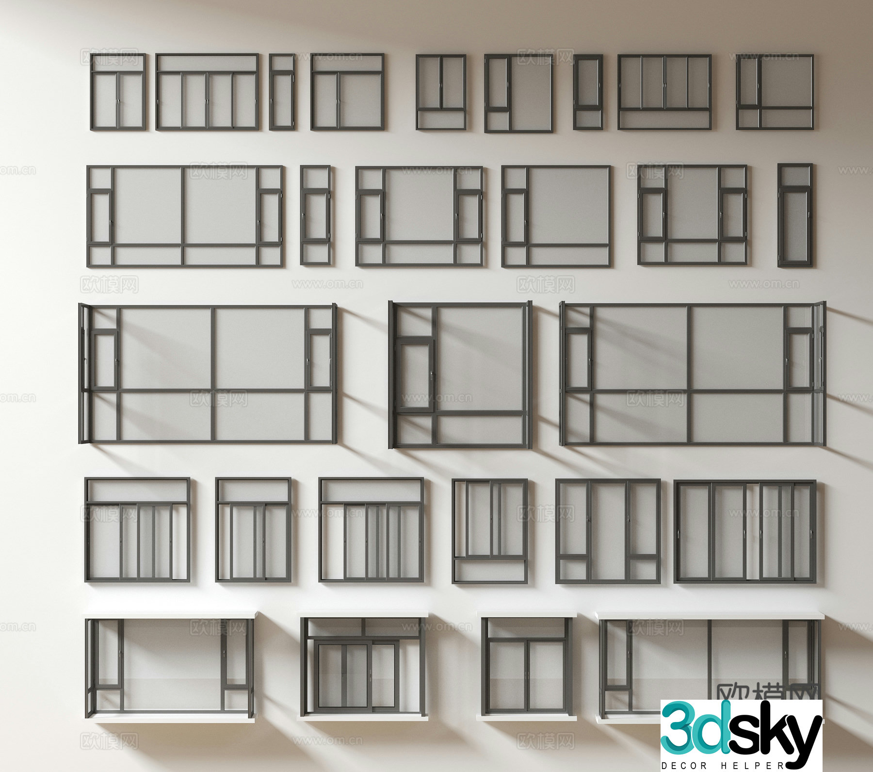 Modern window combination window glass window floor-to-ceiling window balcony window bay window bedroom window sliding window 3D model