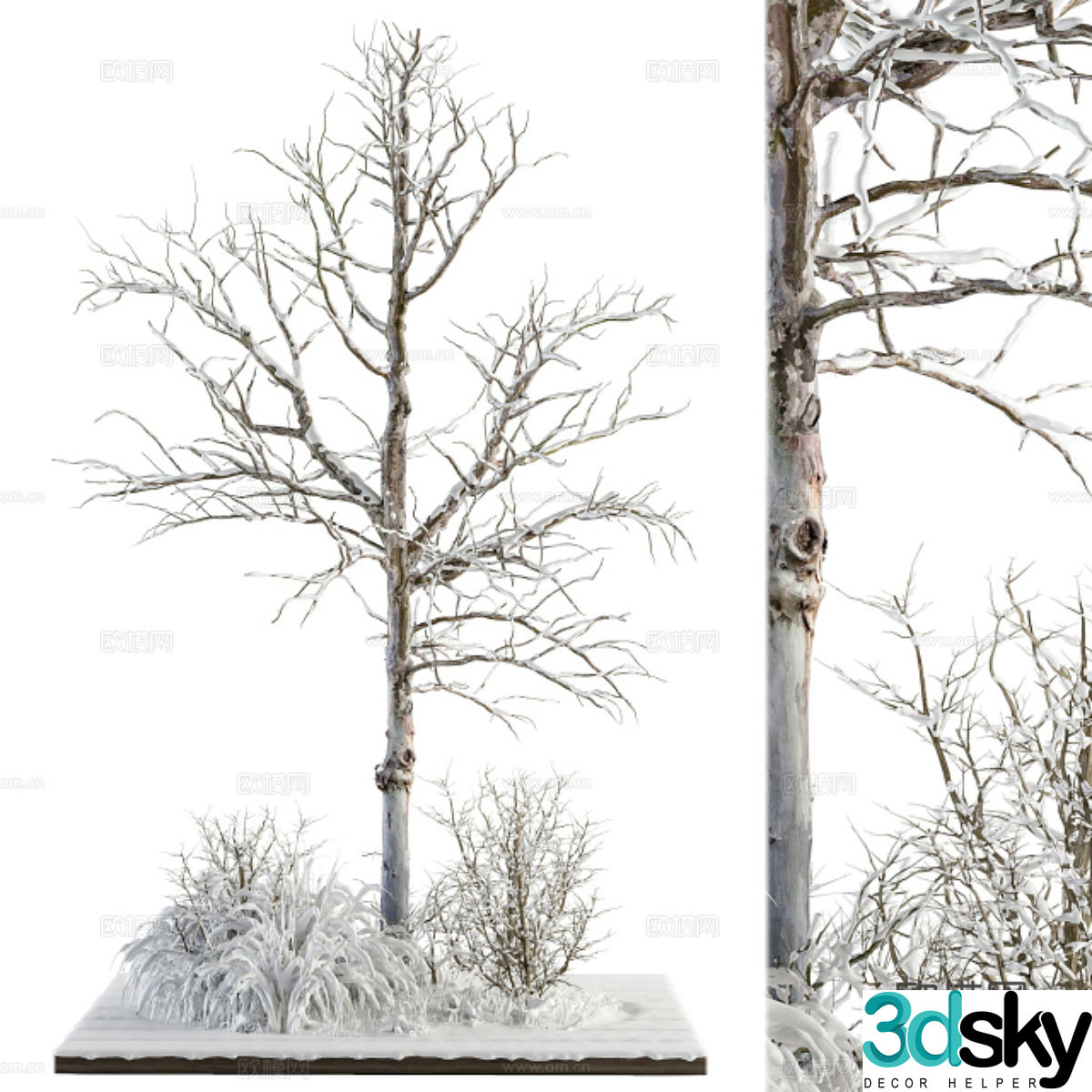 Snow Tree Snow Scenery Cedar Frozen Tree Dead Tree Snow Landscape Landscape Sketch Garden Tree Row 3D Model