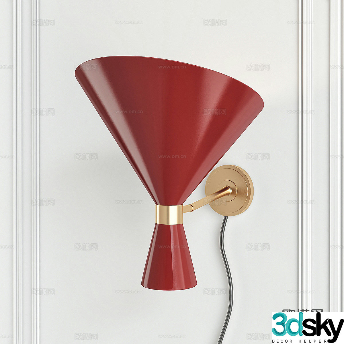 Modern Diabolo Red Wall Light 3D Model