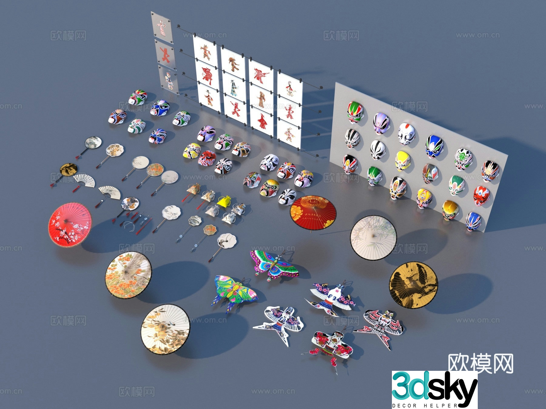 Kite Facebook Sachet Fan Oil Paper 3D Model
